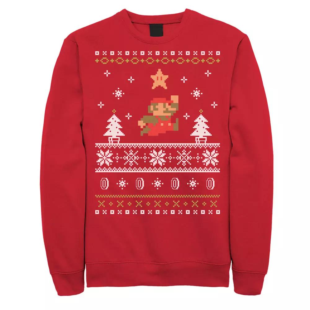 Men's Nintendo Super Mario Mario Snow Level Ugly Christmas Sweatshirt,  Product Image