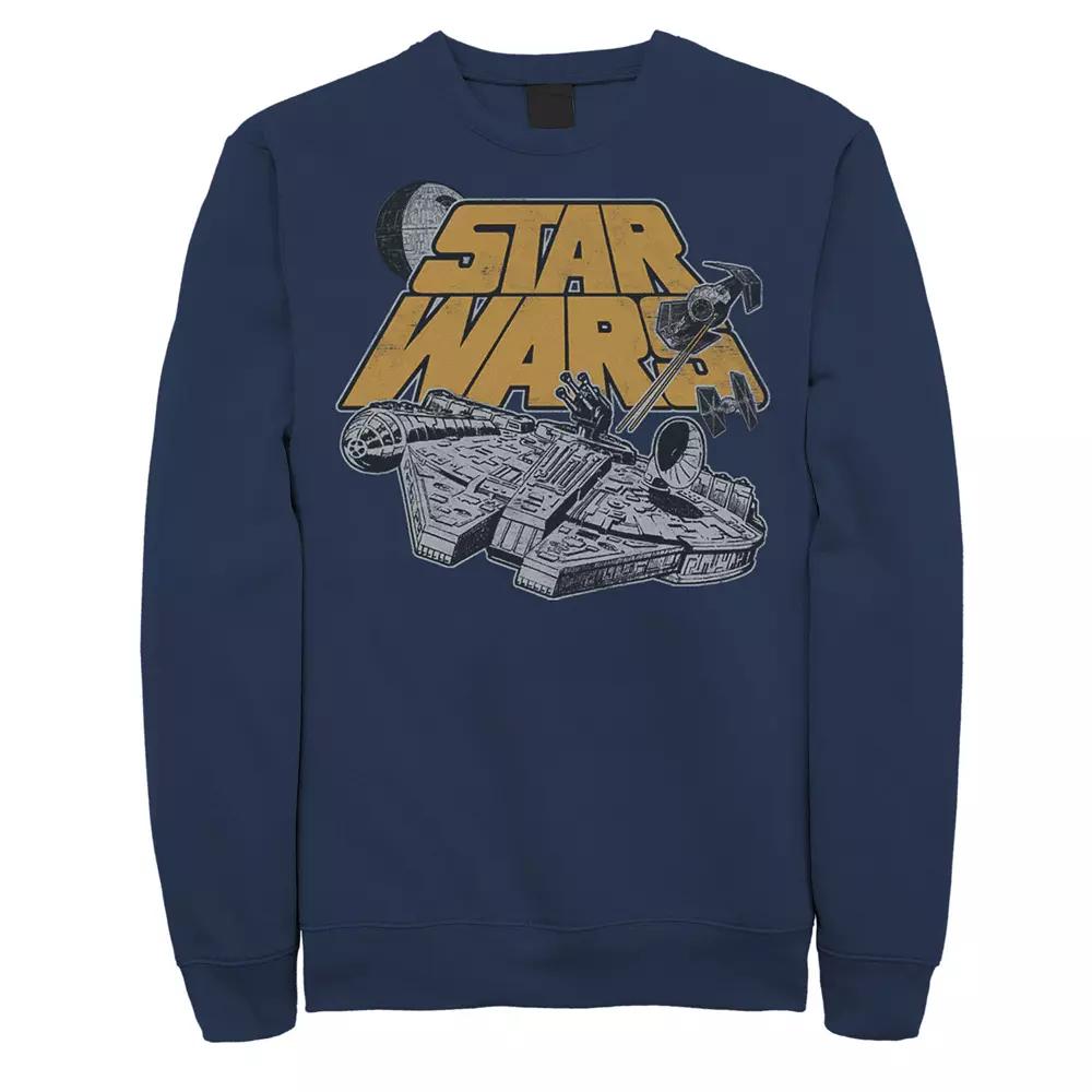 Men's Star Wars Millennium Falcon Star Ship Chase Logo Poster Sweatshirt,  Product Image