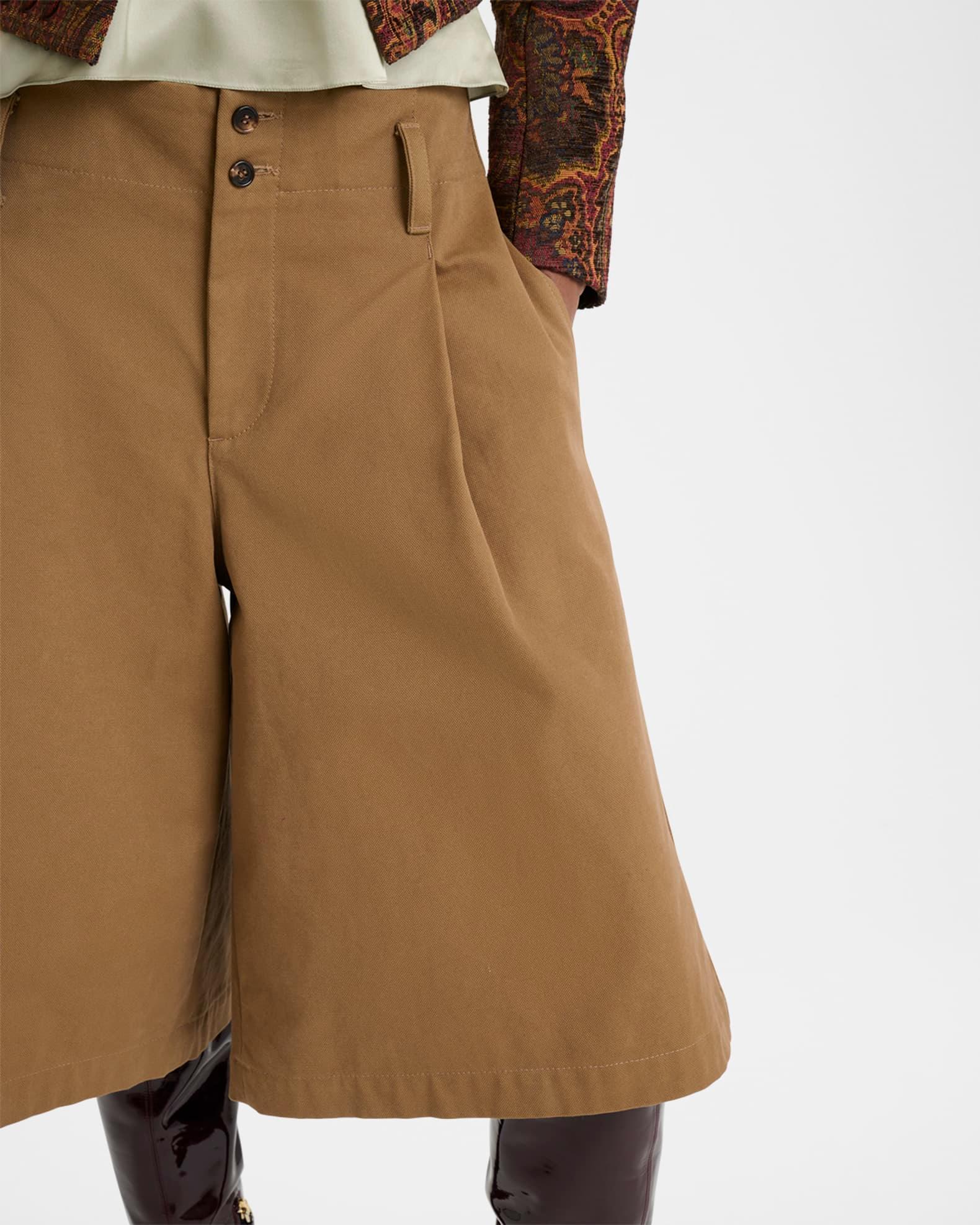 Pleated Wide-Leg Cotton Culottes Product Image