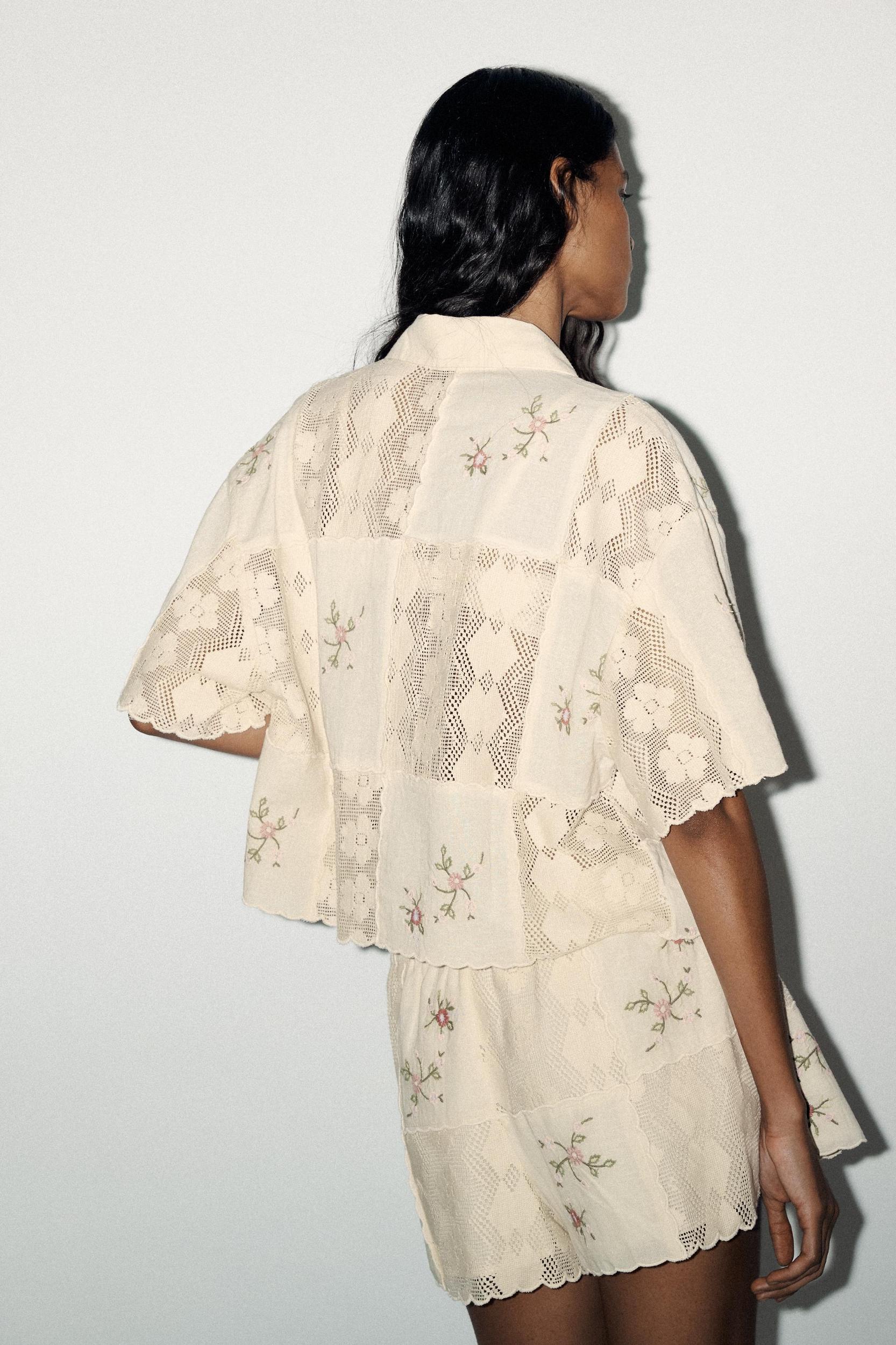 EMBROIDERED CROCHET SHIRT Product Image