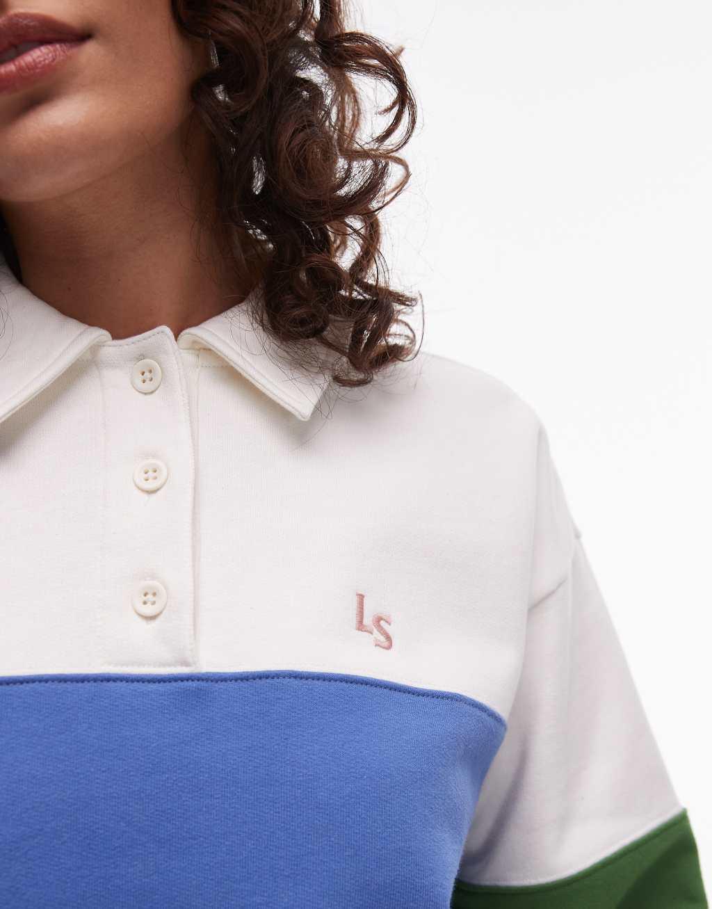 Levi's color block logo rugby sweat in white Product Image