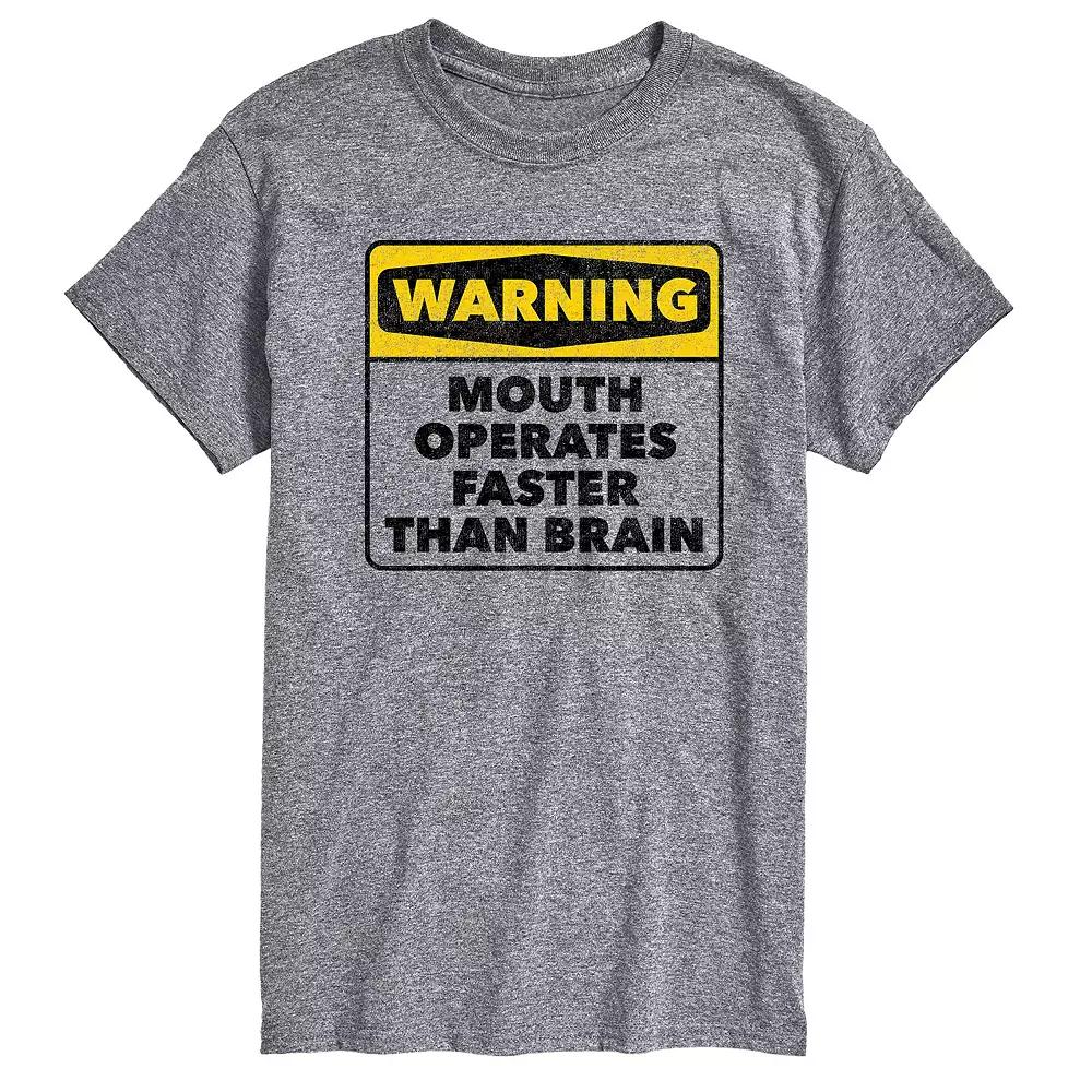 Men's Warning Mouth Faster Than Brain Graphic Tee,  Product Image