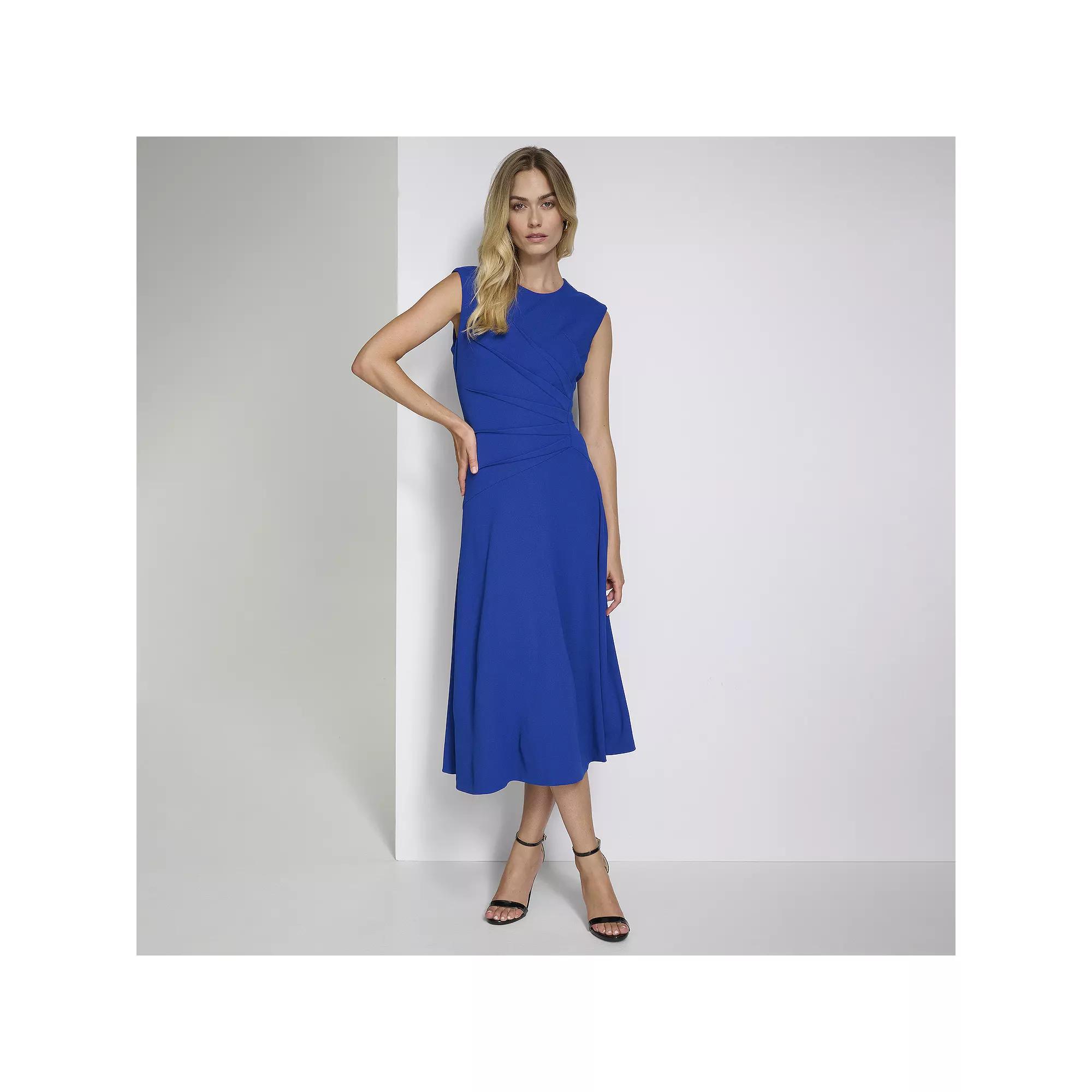 Women's Andrew Marc Sleeveless Side Pleat Midi Dress, Size: 10, Regatta Product Image