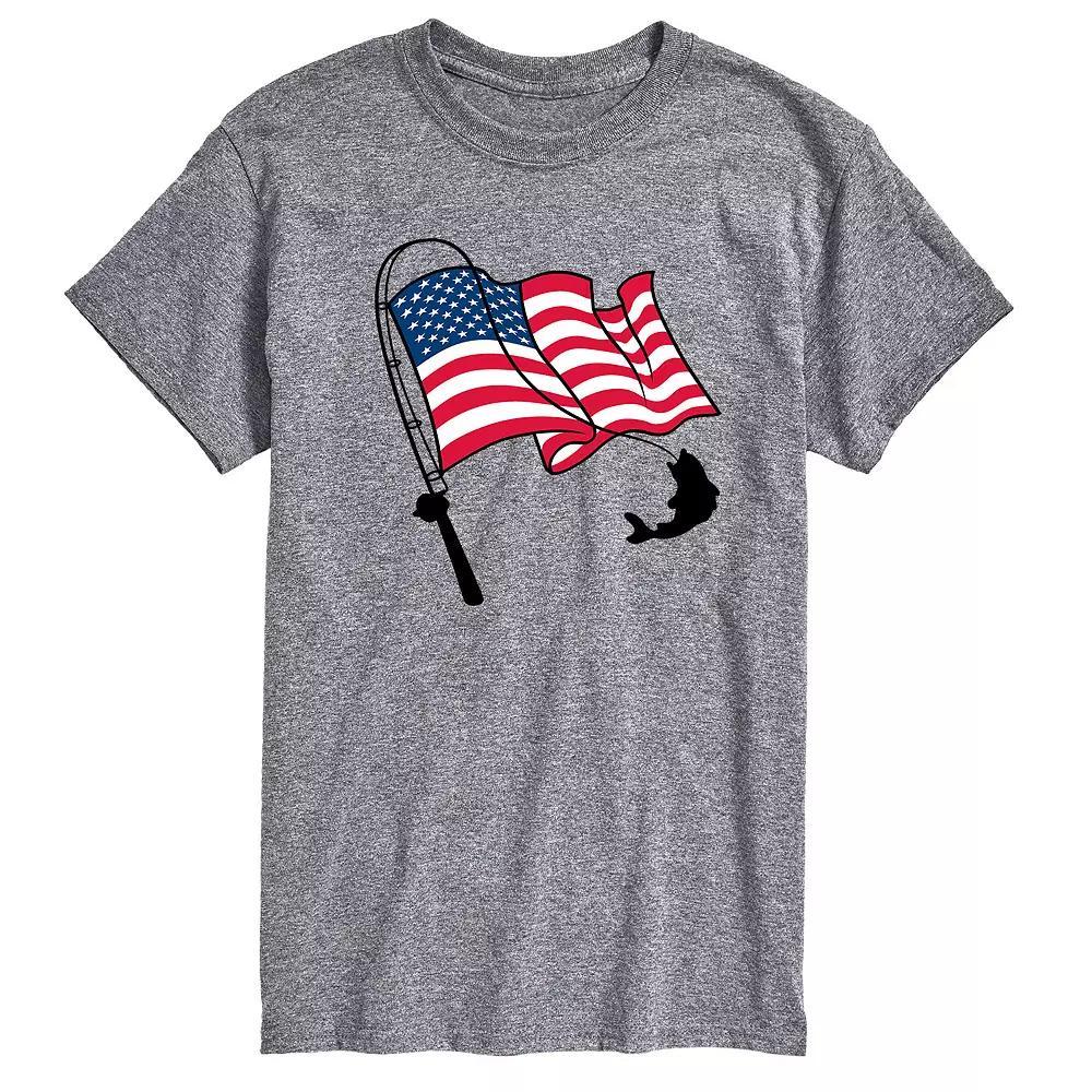 Men's Fishing Rod Flag Pole Graphic Tee,  Product Image