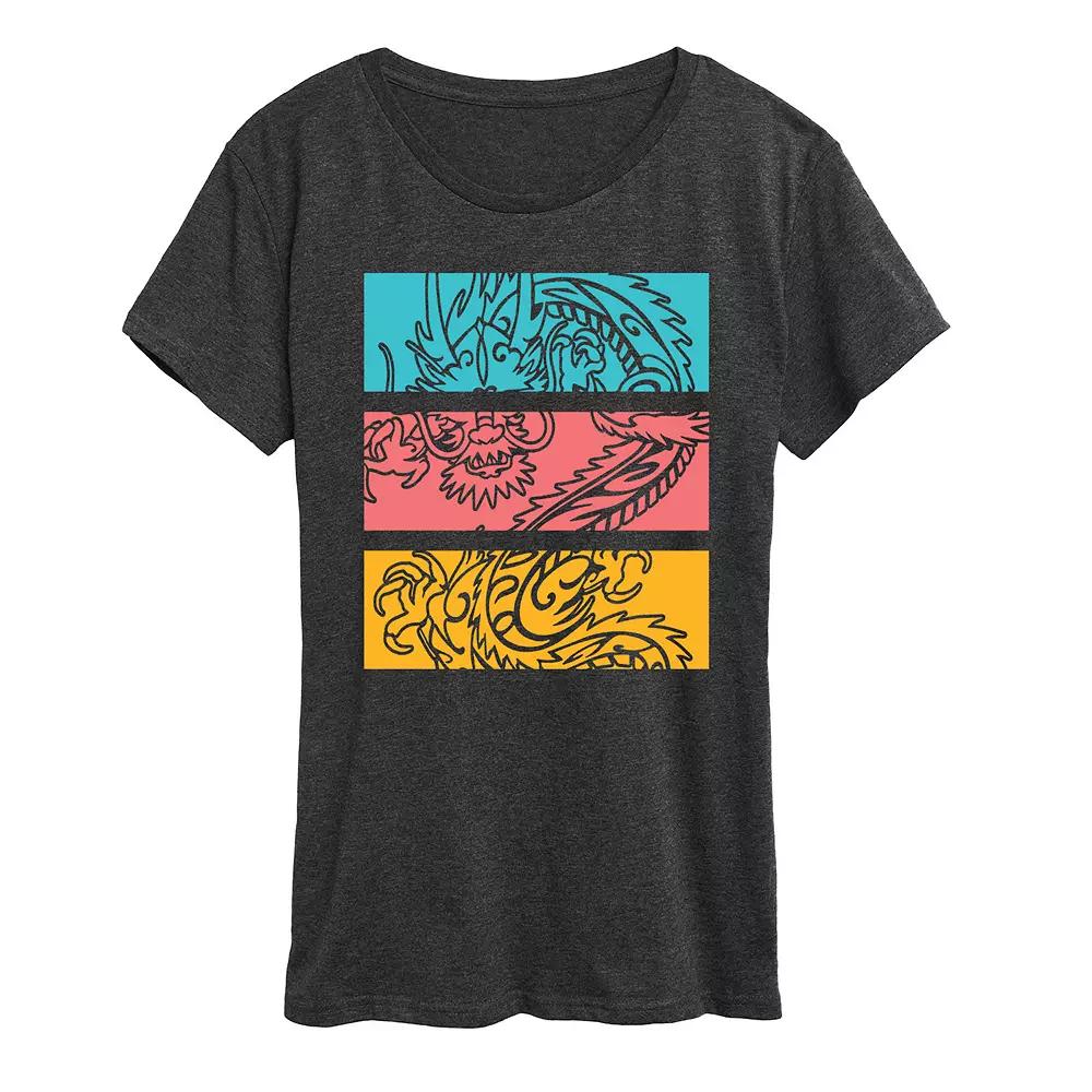 Women's Colorblock Dragon Graphic Tee,  Product Image