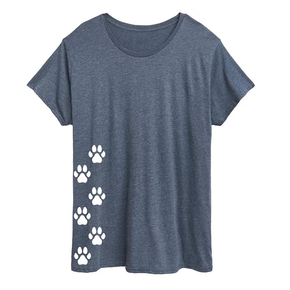 Plus Vertical Pawprints Graphic Tee, Women's,  Product Image