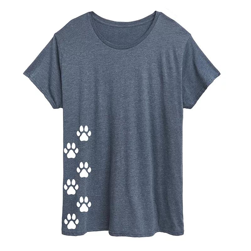 Plus Vertical Pawprints Graphic Tee, Women's,  Product Image