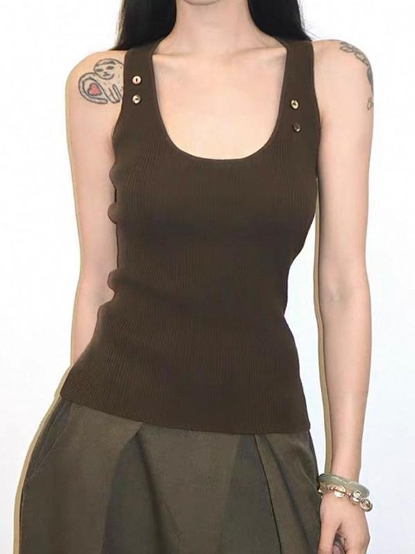 Studded Button Tank Top Product Image