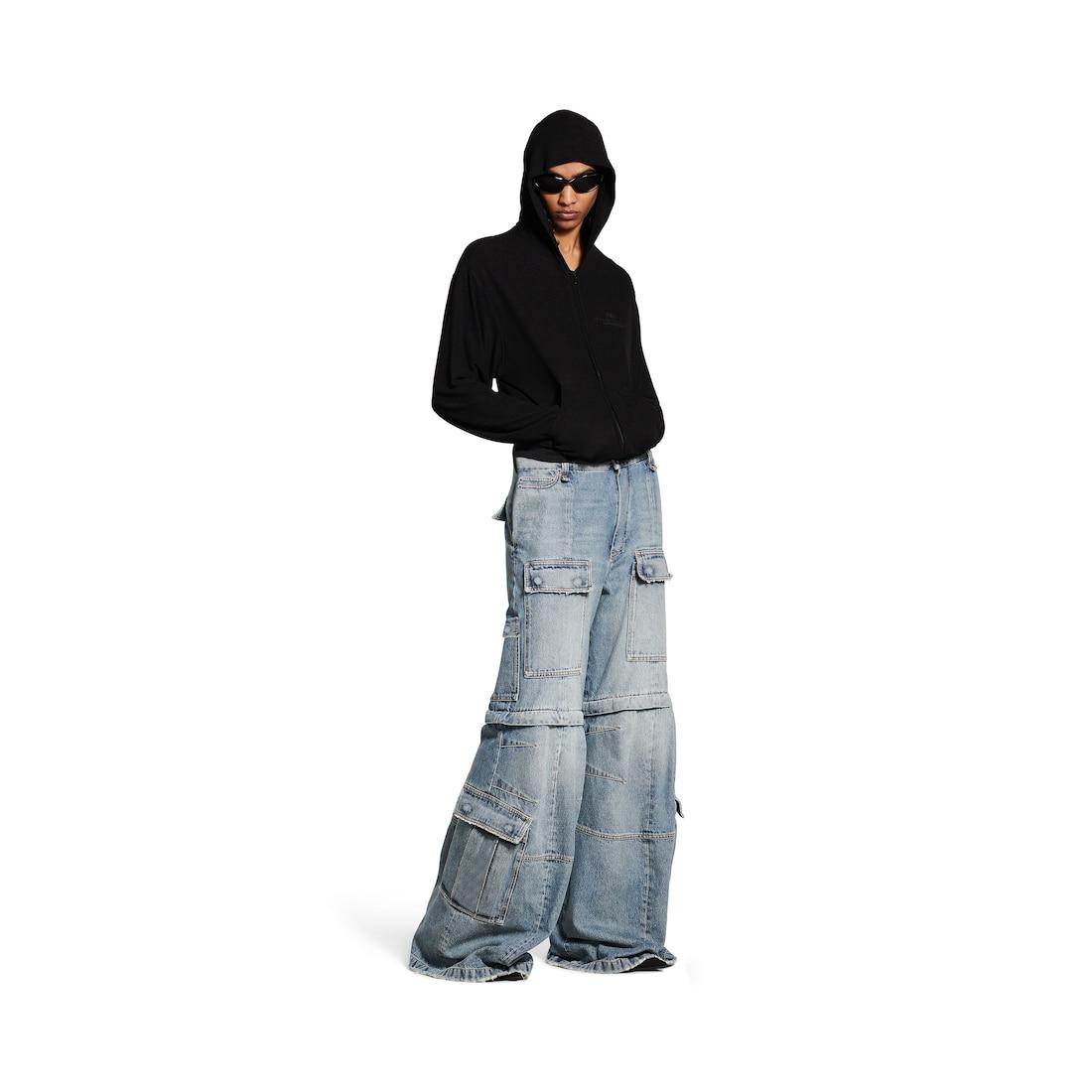 Women's Flared Cargo Pants in Blue Product Image