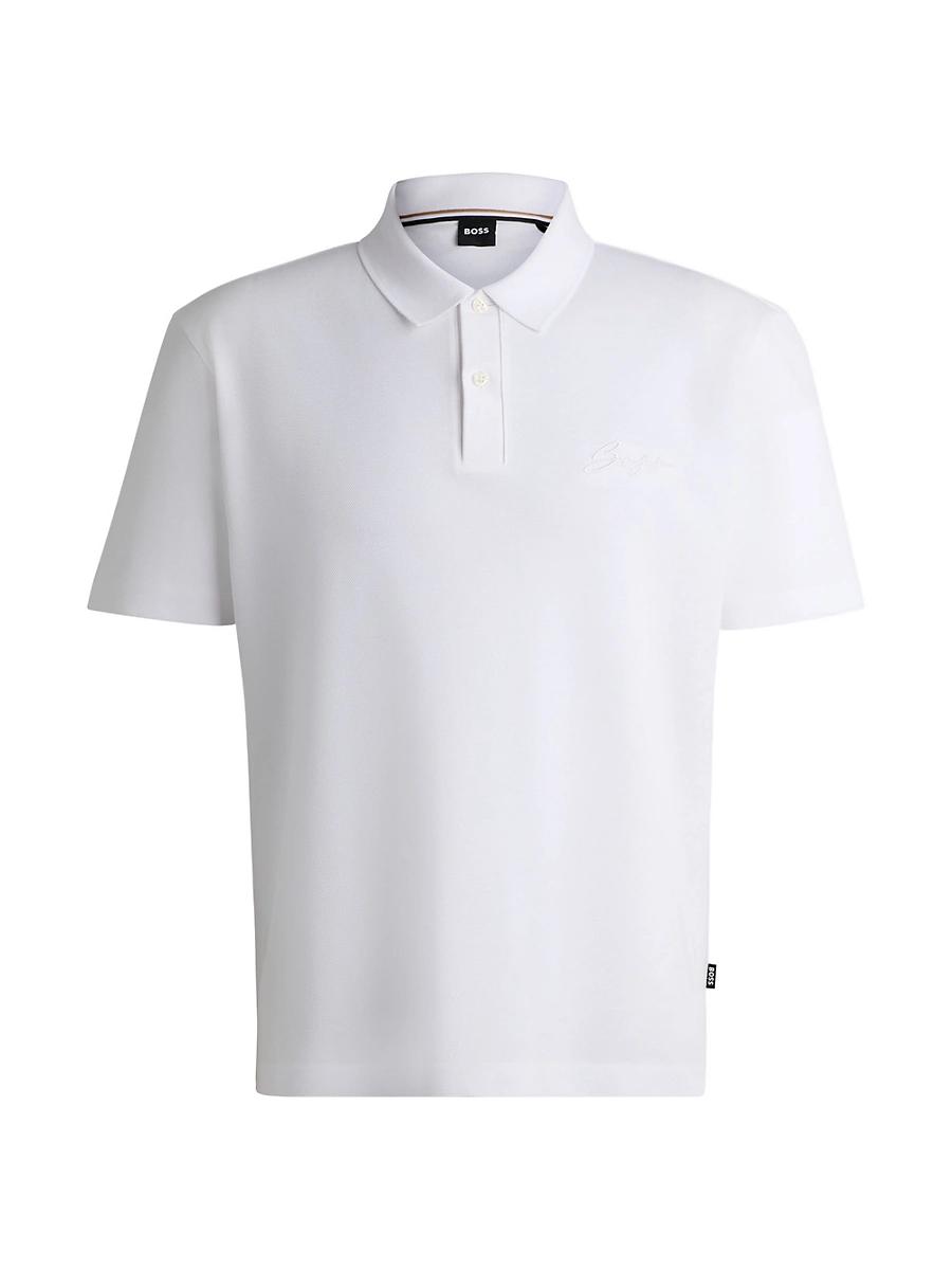 Mens Mercerized-Cotton Polo Shirt with Script Logo Product Image