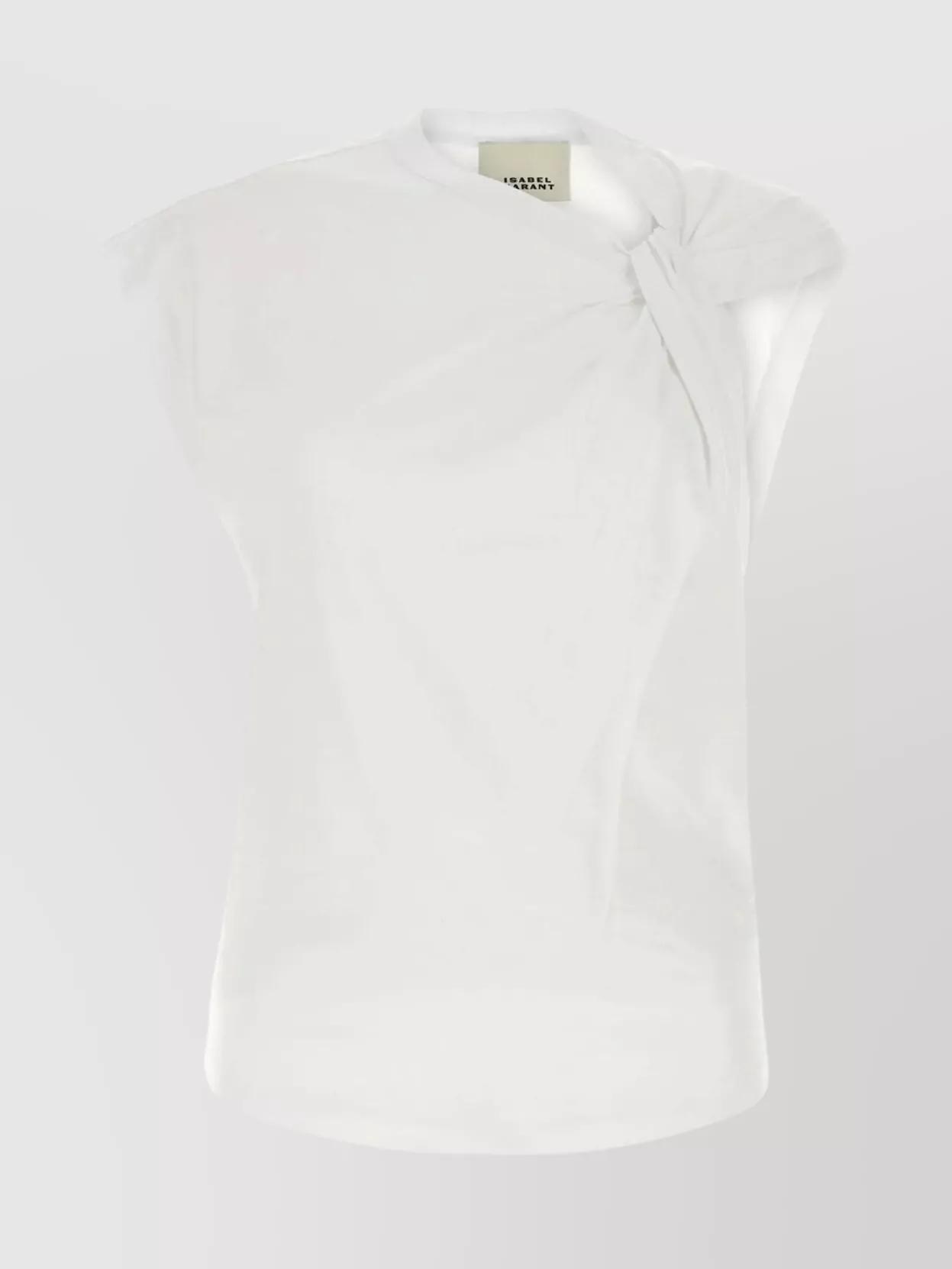 ISABEL MARANT Cap Sleeves Knot-detail Cotton Top In White Product Image