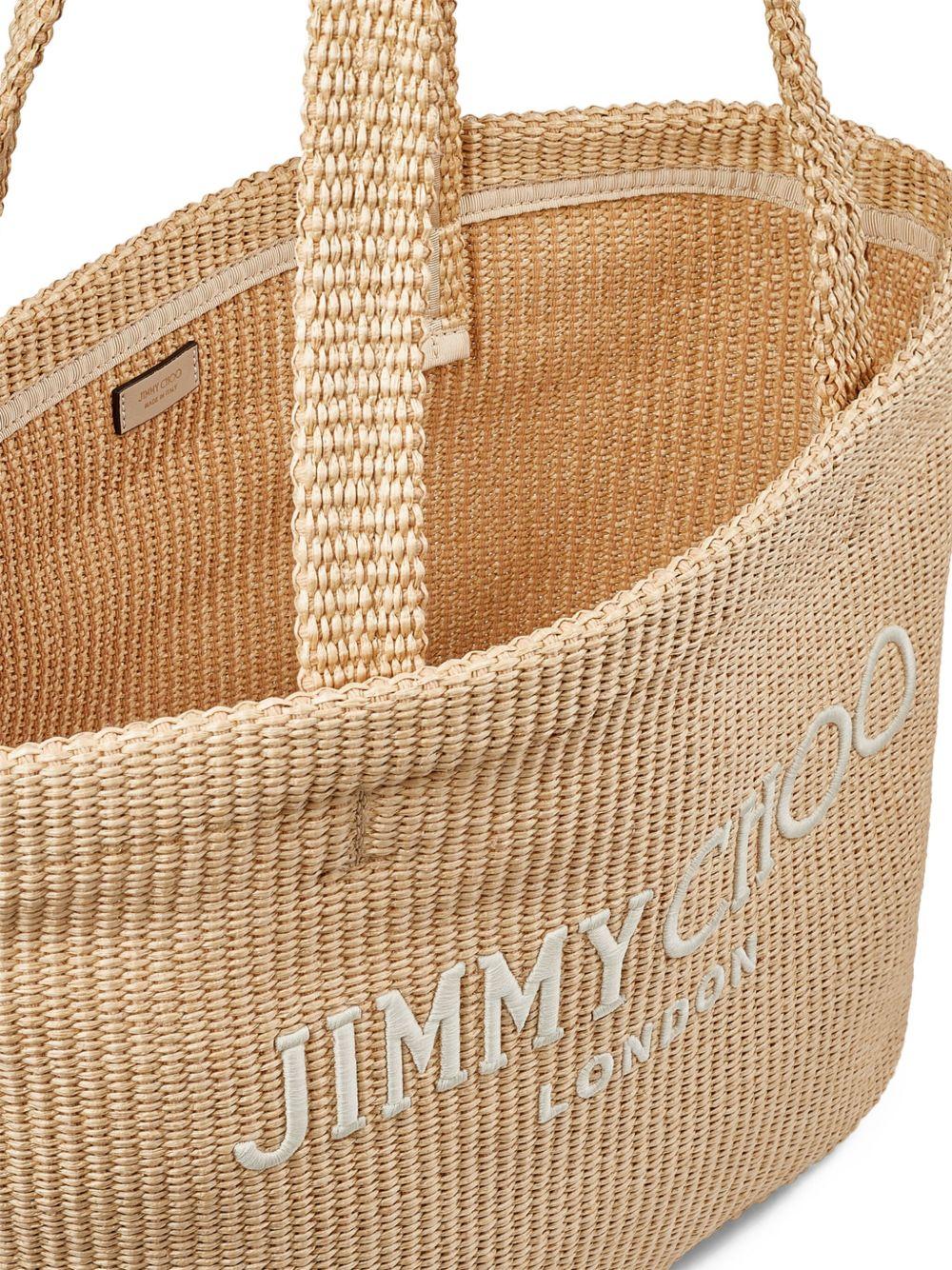 logo-embroidered raffia beach bag Product Image