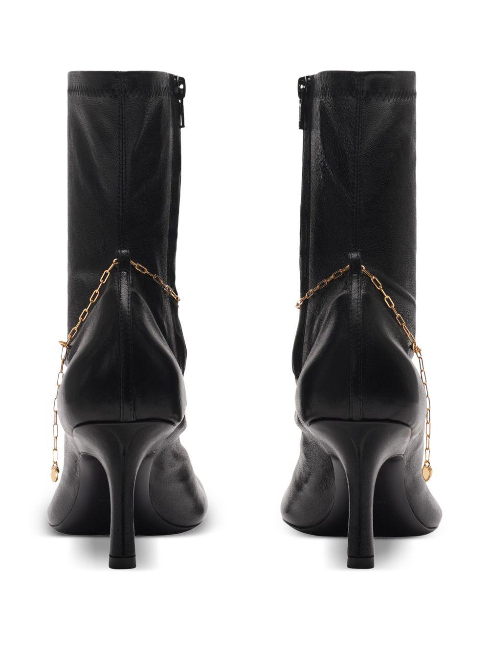 BURBERRY Leather Ankle Boots Chain Detail In Black Product Image
