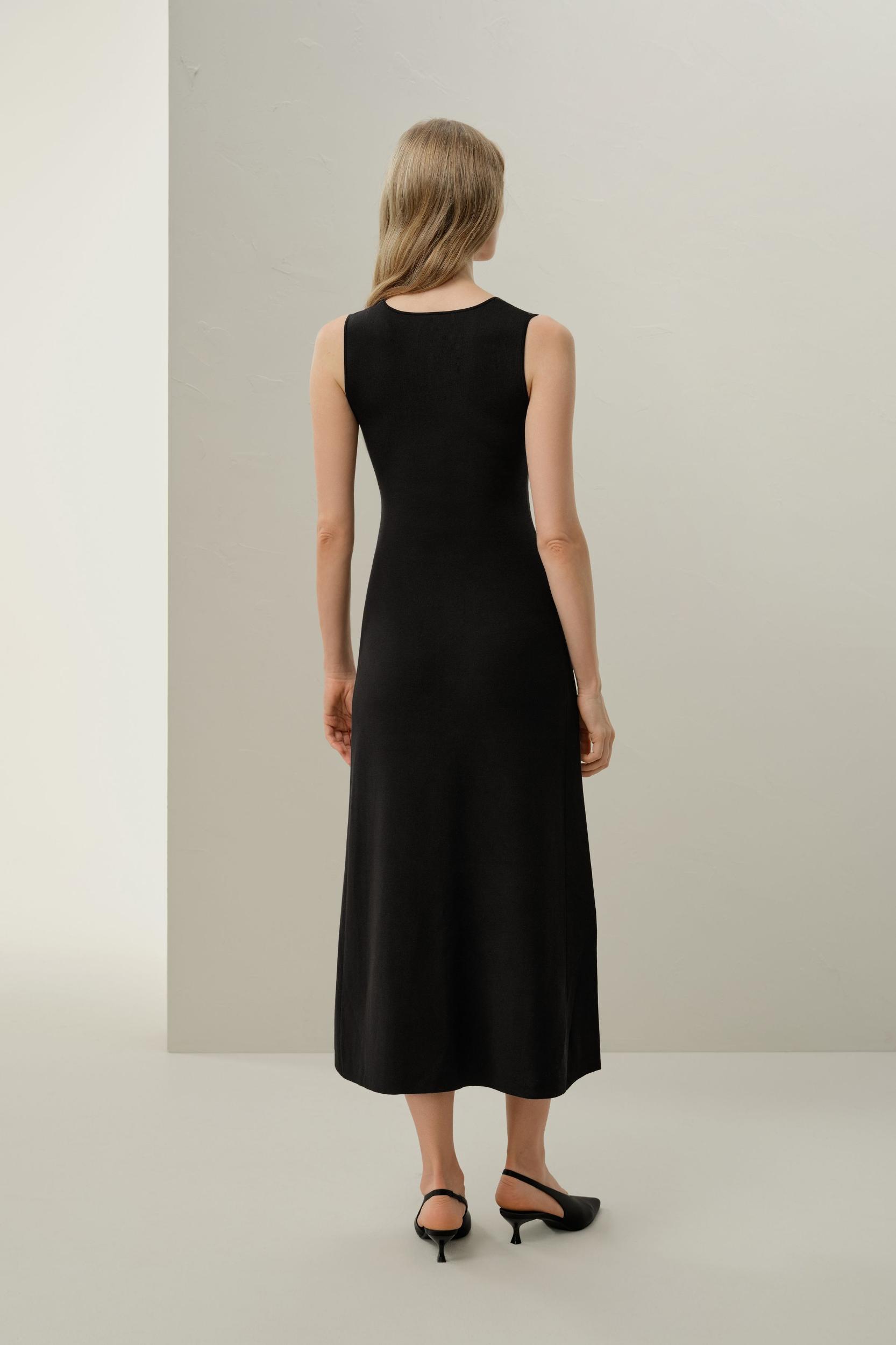 Soleil Silk-Viscose Knit V-Neck Dress Product Image