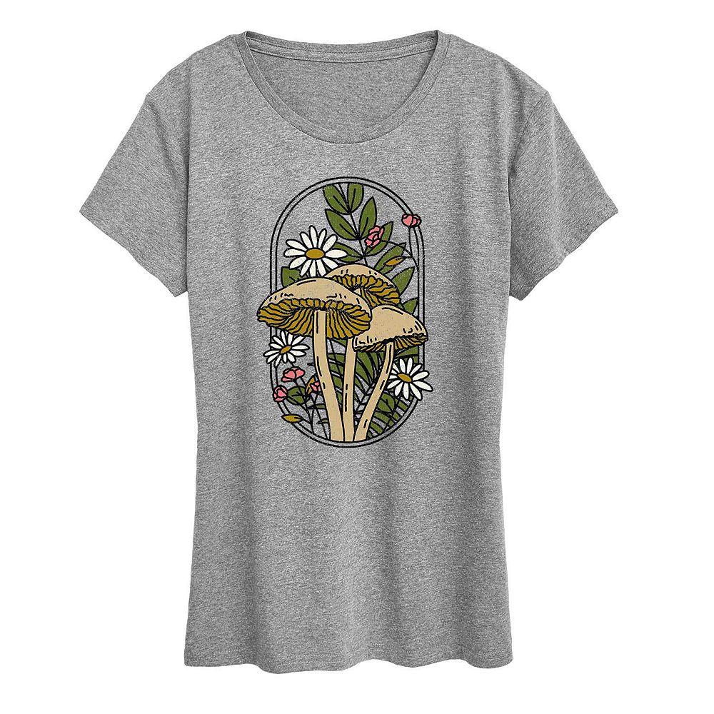 Women's Mushrooms And Flowers Graphic Tee, Girl's,  Product Image