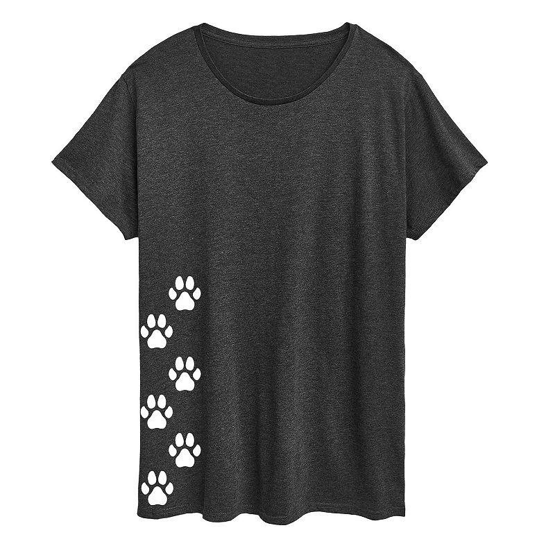 Plus Vertical Pawprints Graphic Tee, Women's,  Product Image