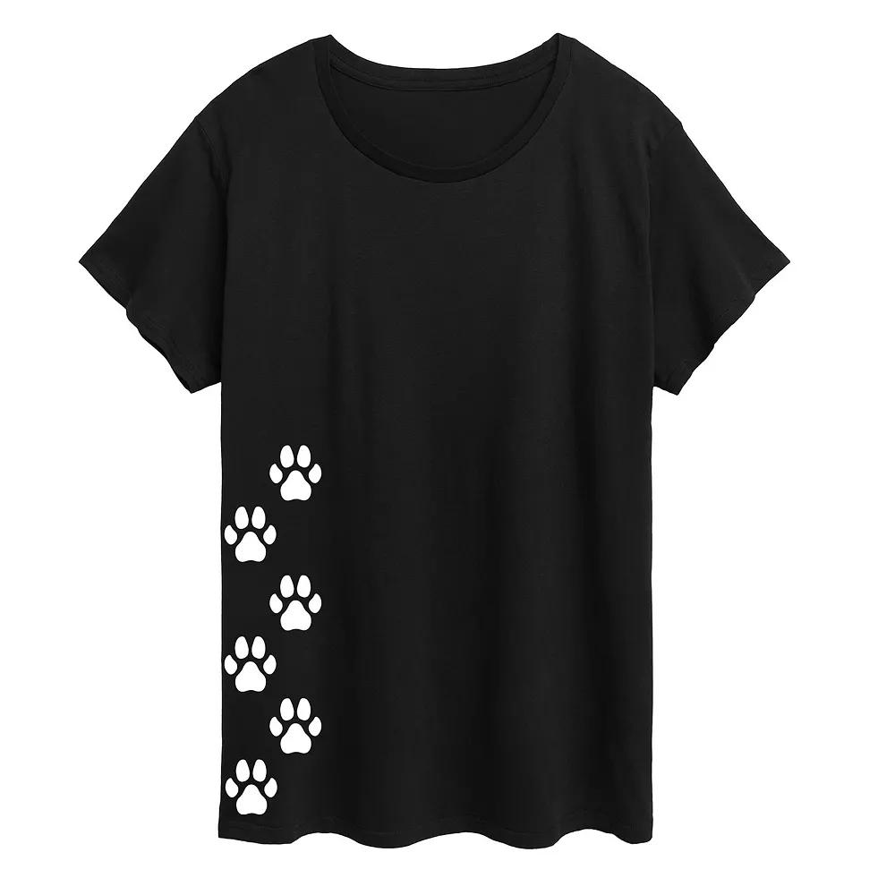 Plus Vertical Pawprints Graphic Tee, Women's,  Product Image