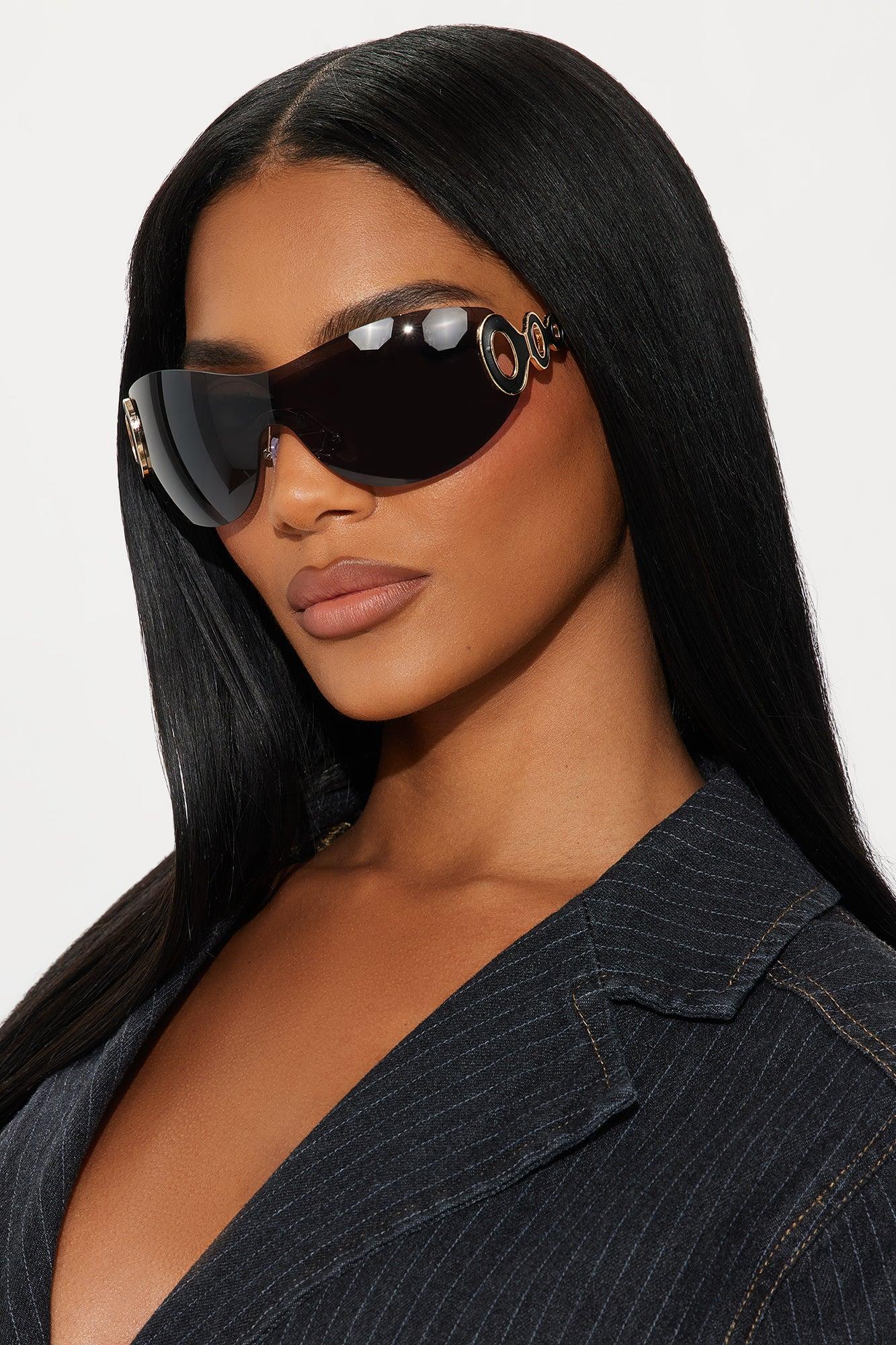 Outta My Way Shield Sunglasses - Black Female Product Image