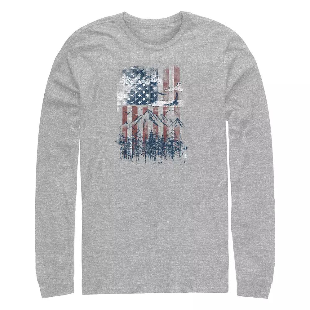 Big & Tall Mountain Scenery Americana Long Sleeve Graphic Tee, Men's,  Product Image