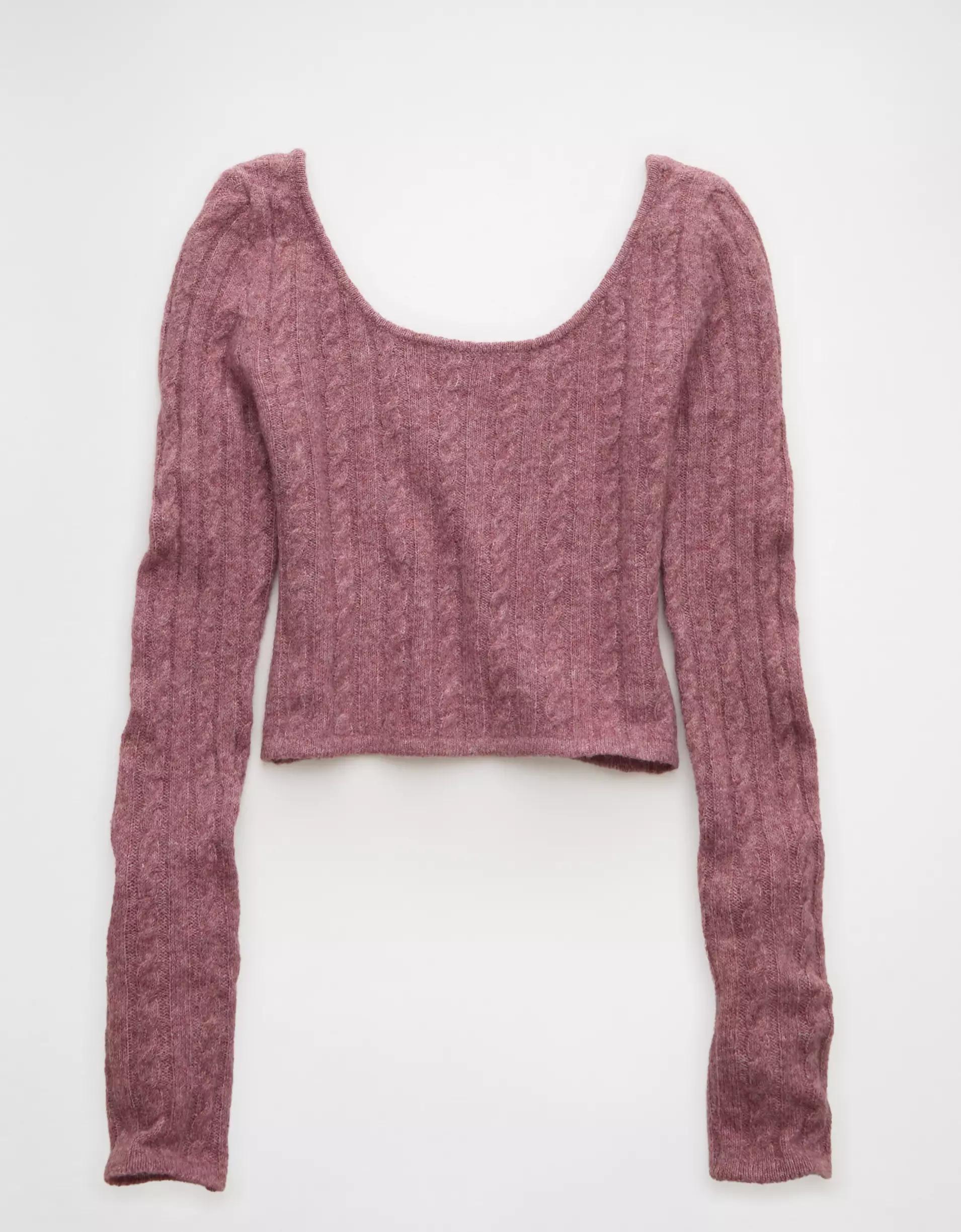 AE Whoa So Soft Cropped Scoop Neck Sweater Product Image