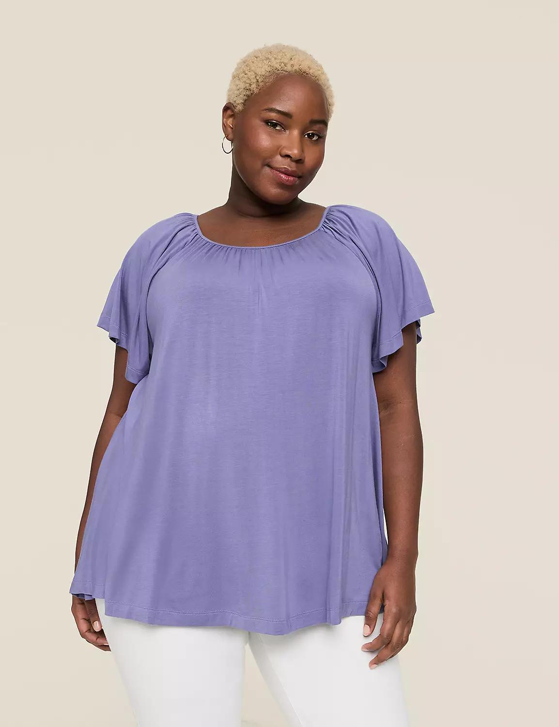 Swing Flutter-Sleeve Boatneck Top Product Image