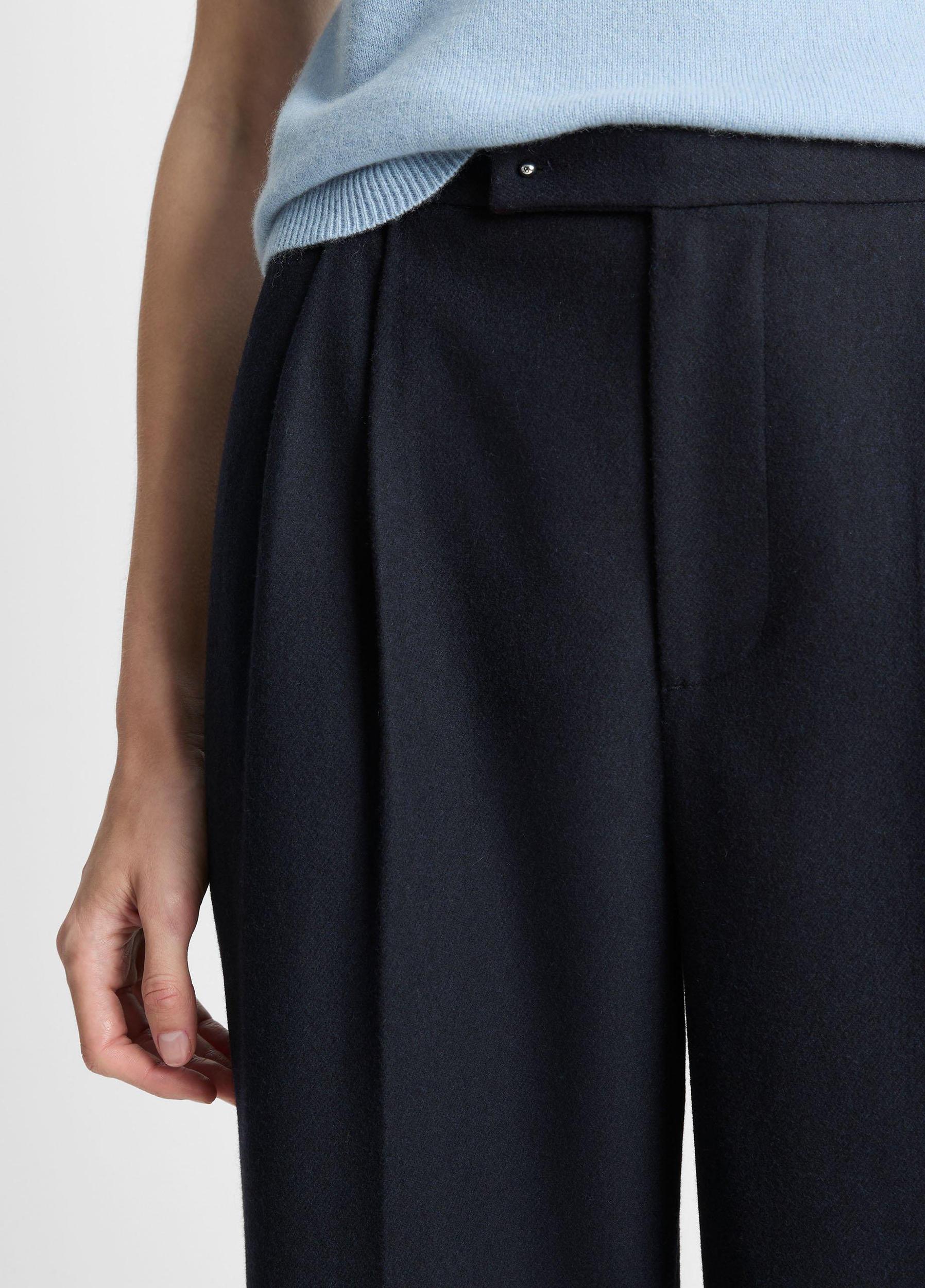 Italian Wool-Blend Pleated Wide-Leg Trouser Product Image