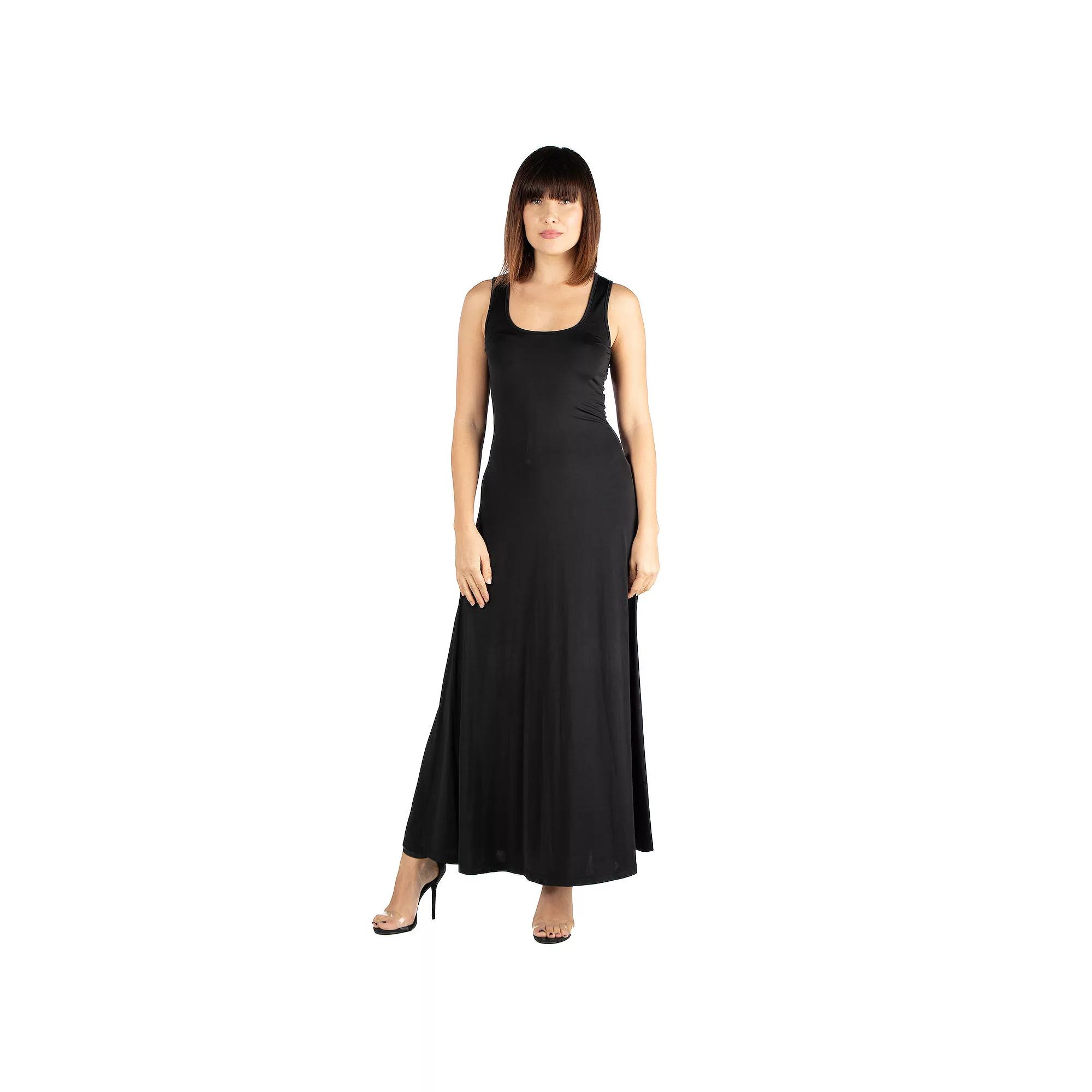 Women's 24seven Comfort Apparel Fit And Flare A-Line Sleeveless Maxi Dress,  Product Image