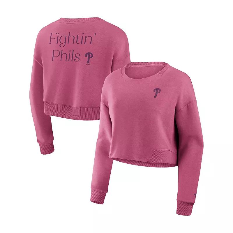 Women's Fanatics Pink Philadelphia Phillies Relax Studio Cropped Pullover Sweatshirt,  Product Image