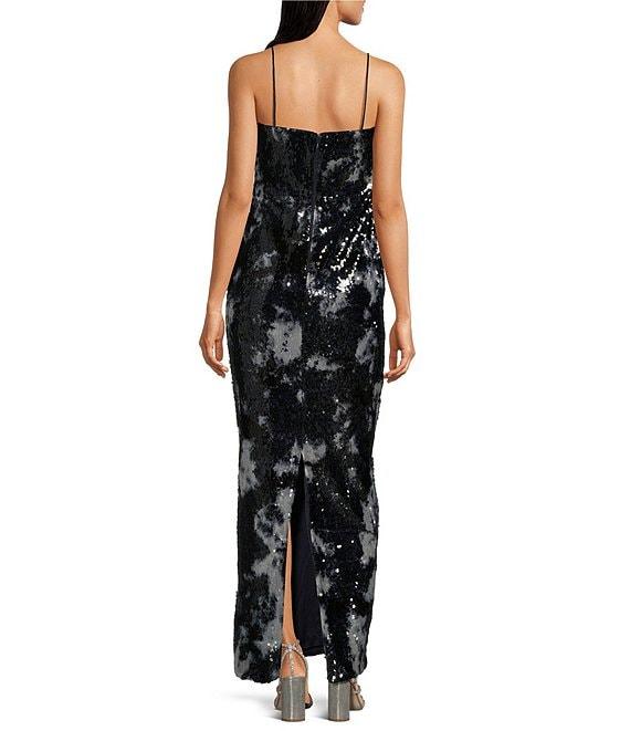 Muse by Marchesa Geranium Floral Sequin Strapless Sheath Flounce Gown Product Image