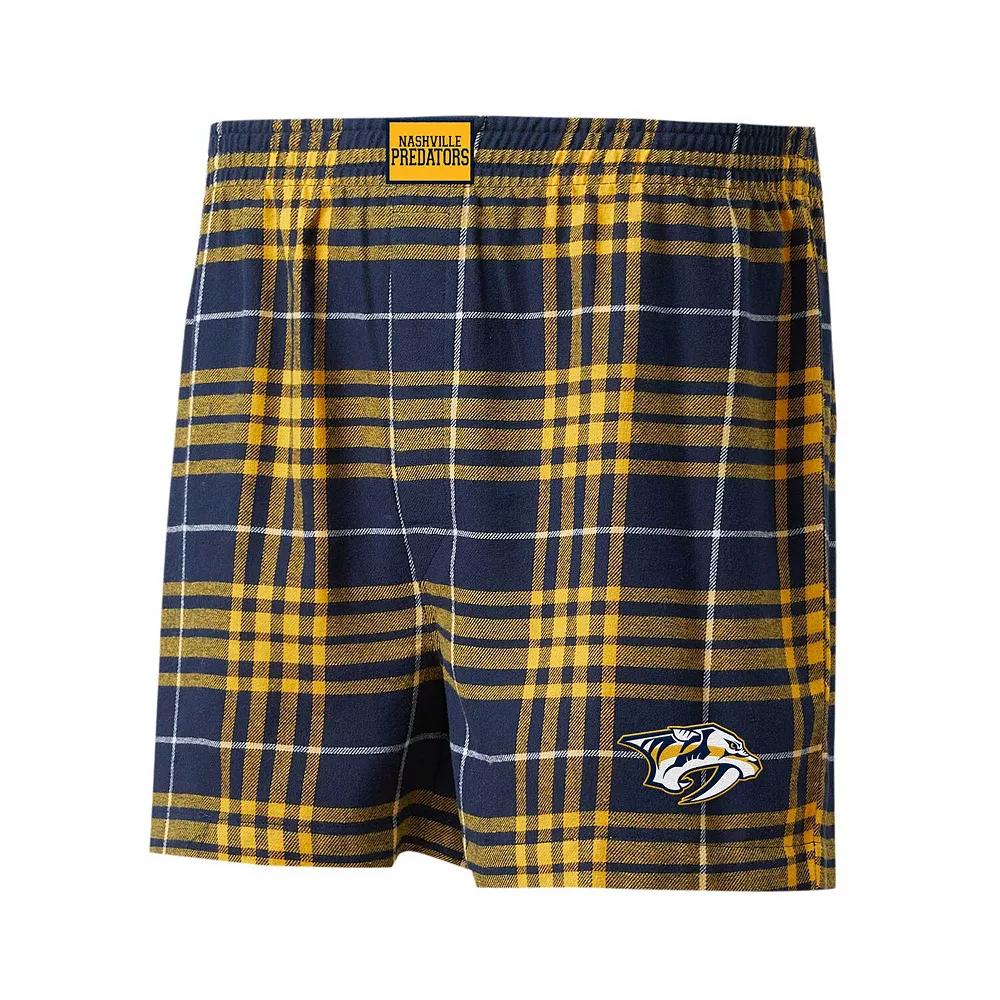 Men's Concepts Sport Navy/Gold Nashville Predators Concord Flannel Boxers, Size: Large, Pdt Blue Product Image