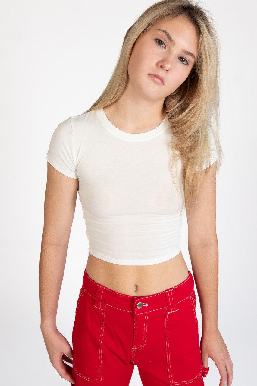 Hot Pink Short Sleeve Crop Tee Product Image