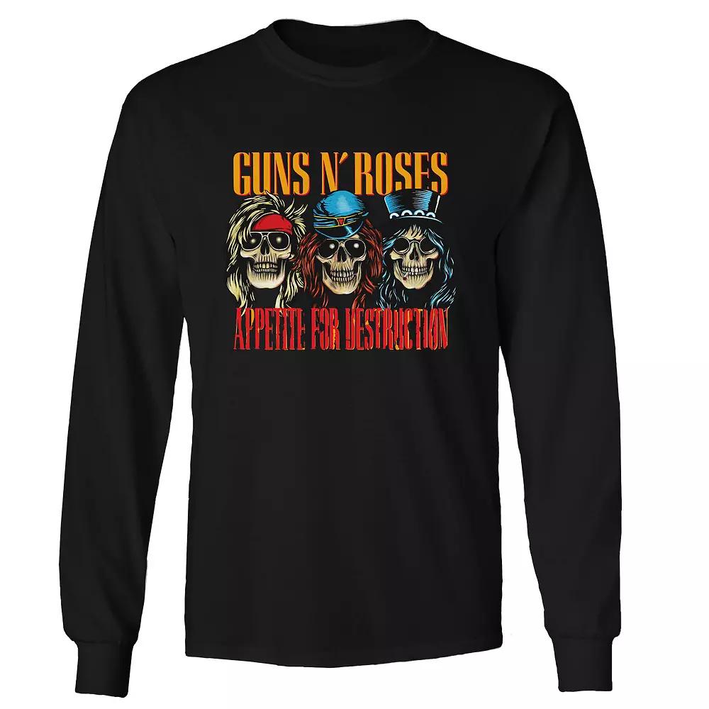 Men's Guns n' Roses AFD Skulls Long Sleeve Tee, Adult Unisex,  Product Image