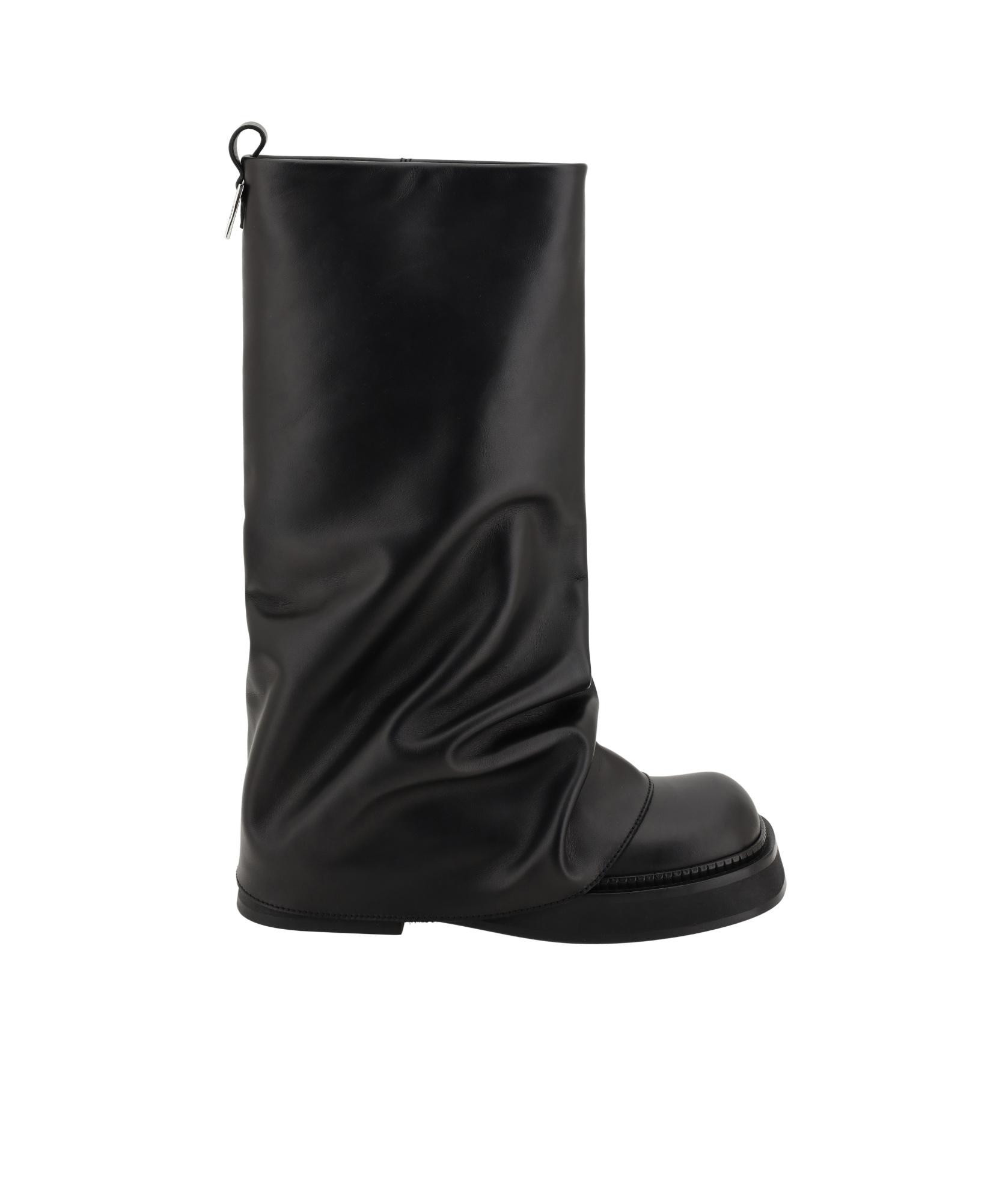 ATTICO Robin Layered Leather Knee Boots In Black Product Image
