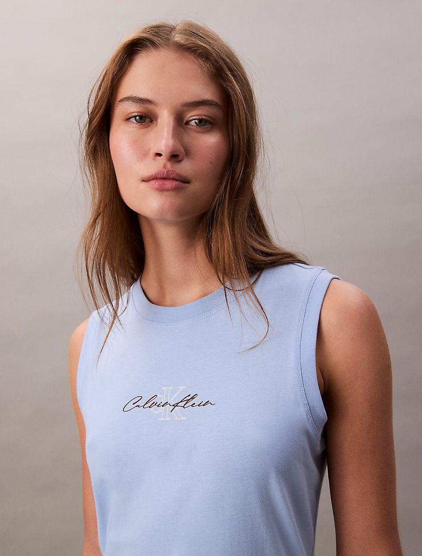 Calvin Klein Womens Logo Graphic Mini Tank Dress - Yellow Product Image