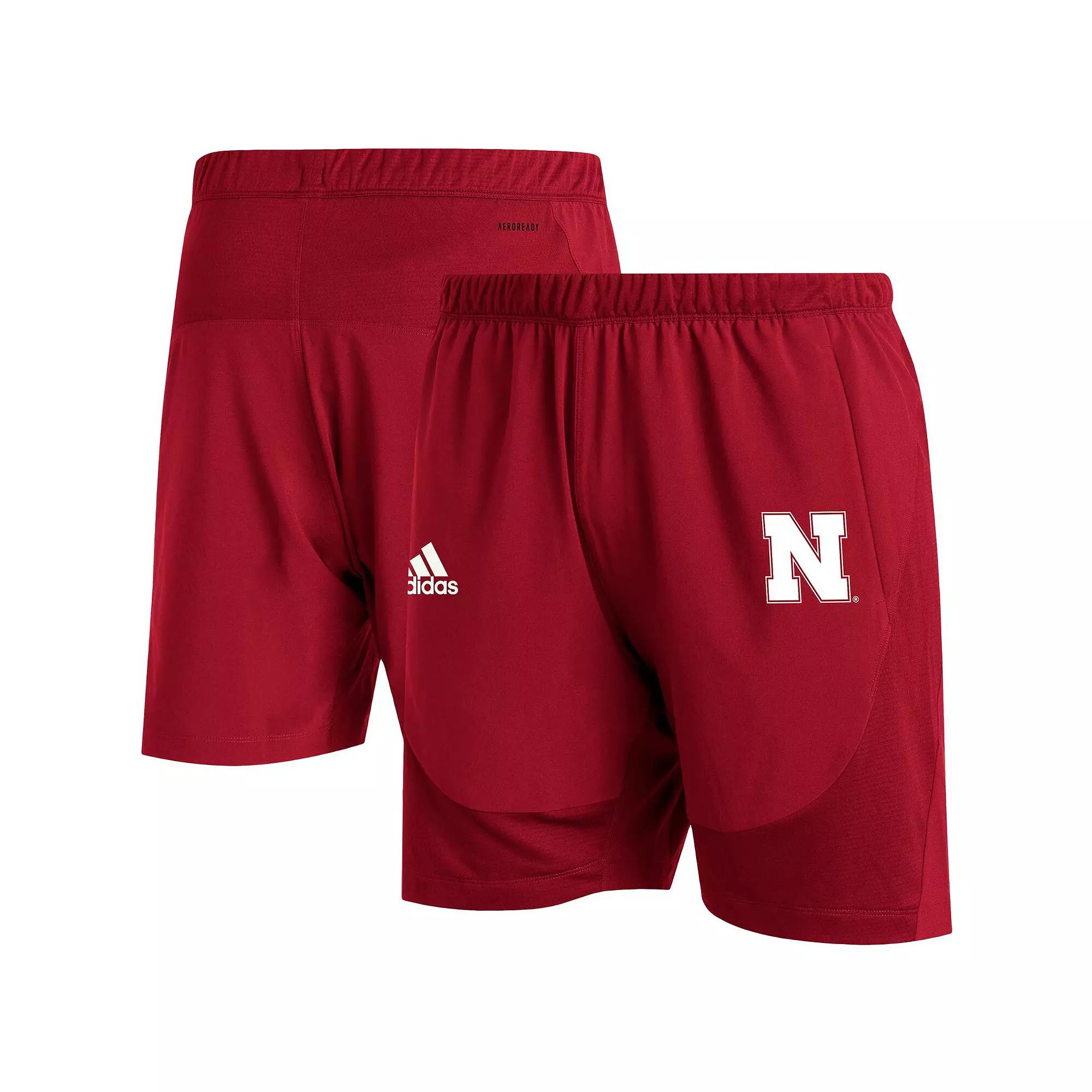 Men's adidas Scarlet Nebraska Huskers 2021 Sideline AEROREADY Training Shorts,  Product Image