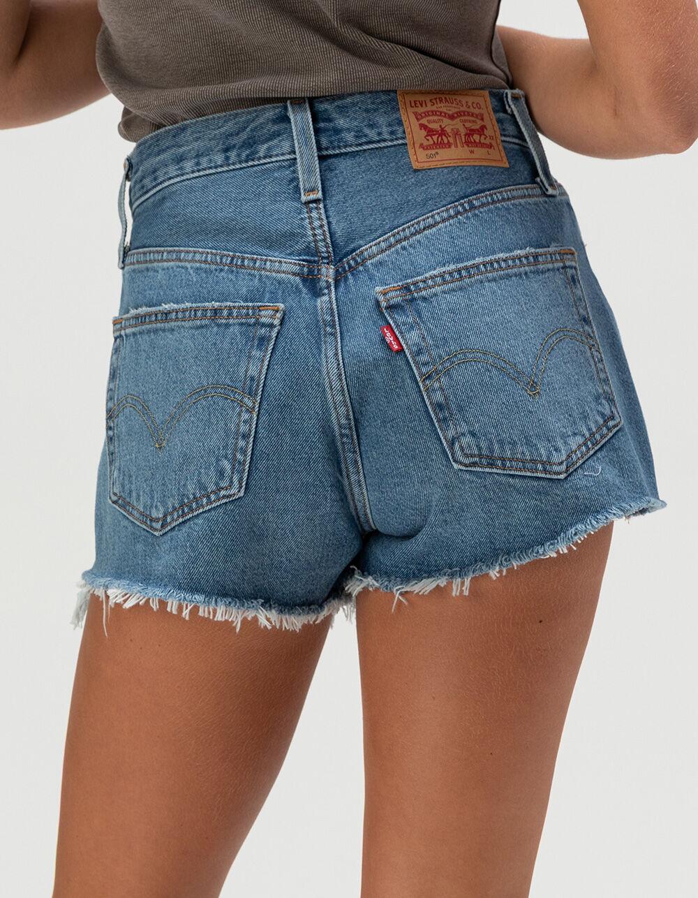 LEVI'S 501 Original Fit High Rise Womens Denim Shorts - Blow Big Horns - MEDIUM BLAST Product Image