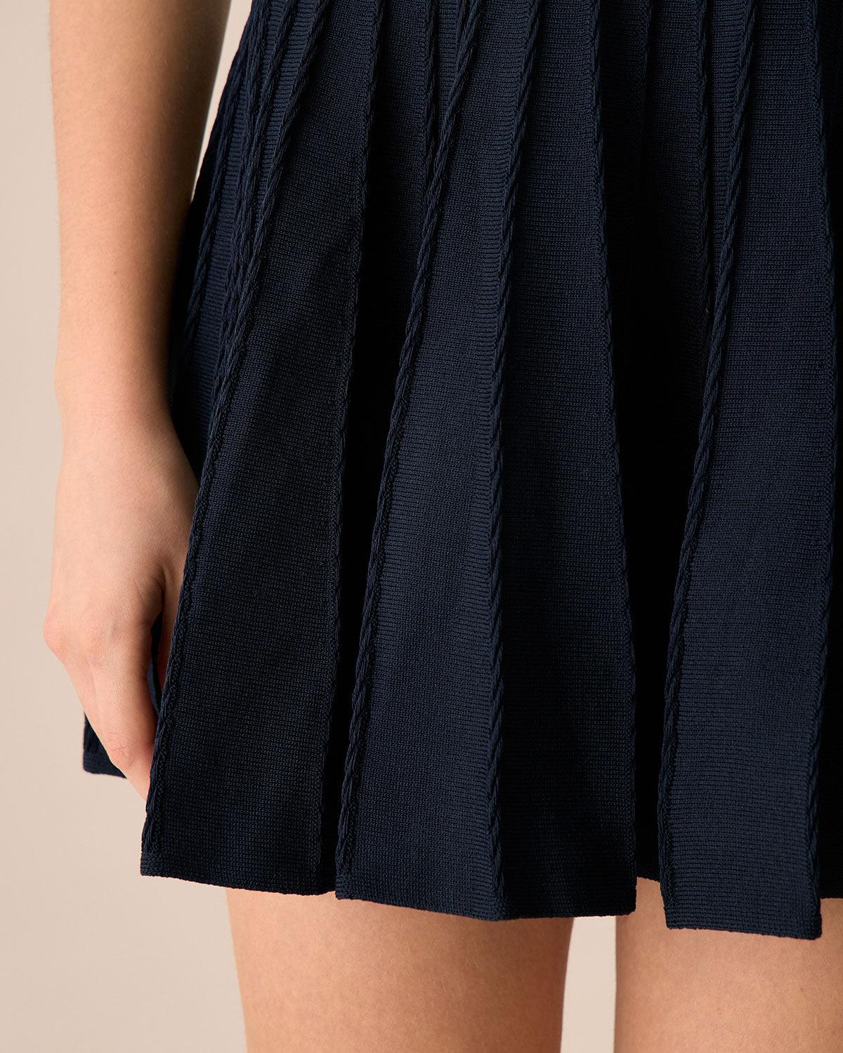 Women's Navy Knitted Sweater Dress Female Product Image