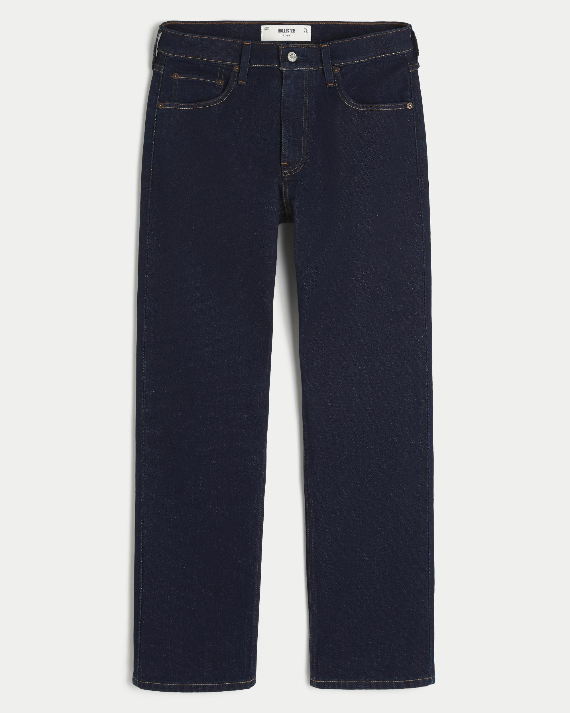 Dark Wash Straight Jeans Product Image