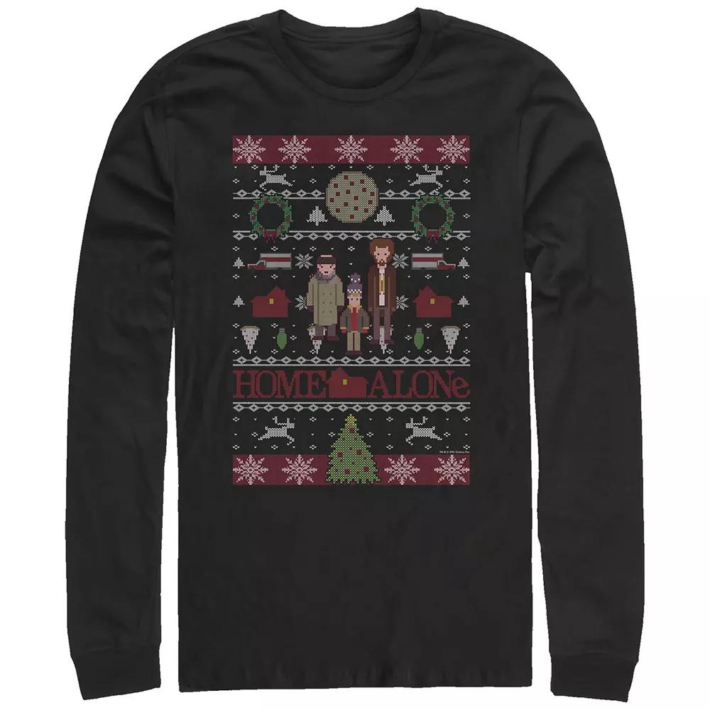 Big & Tall Home Alone Christmas Sweater Long Sleeve Graphic Tee, Men's, Size: 3XL, Black Product Image