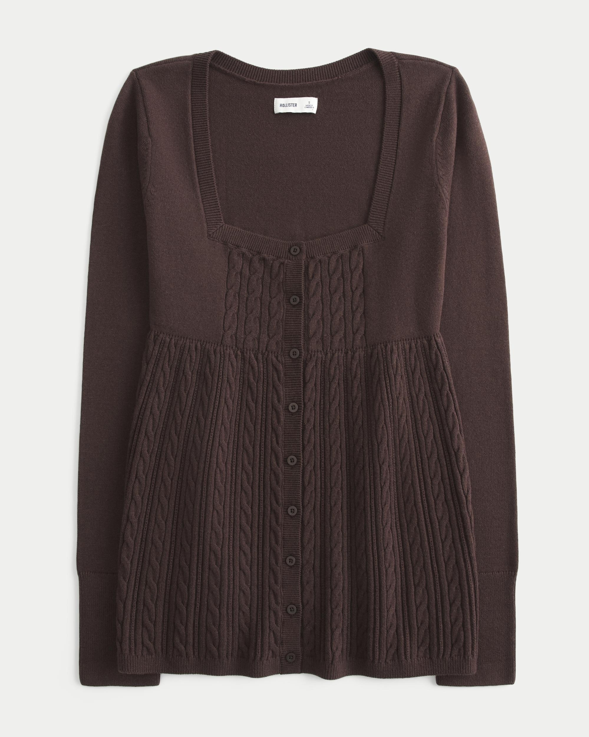 Easy Long-Sleeve Square-Neck Babydoll Sweater Product Image