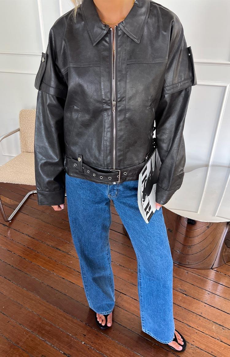 Jessica Anne PU Washed Black Jacket Girls Product Image