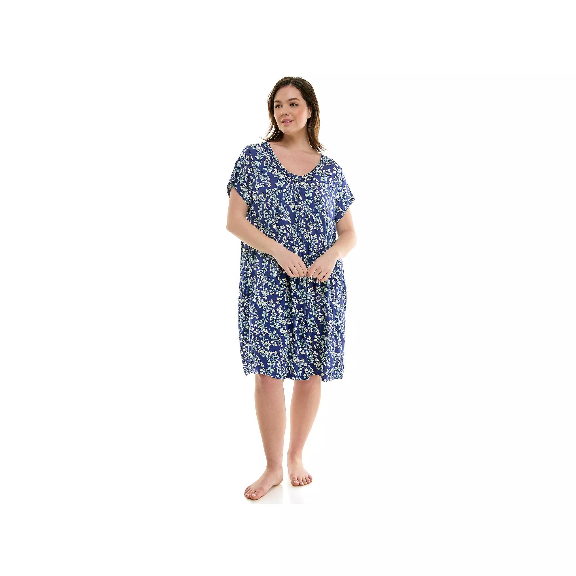 Plus Size Croft & Barrow Print Short Sleeve Nightgown, Womens Product Image