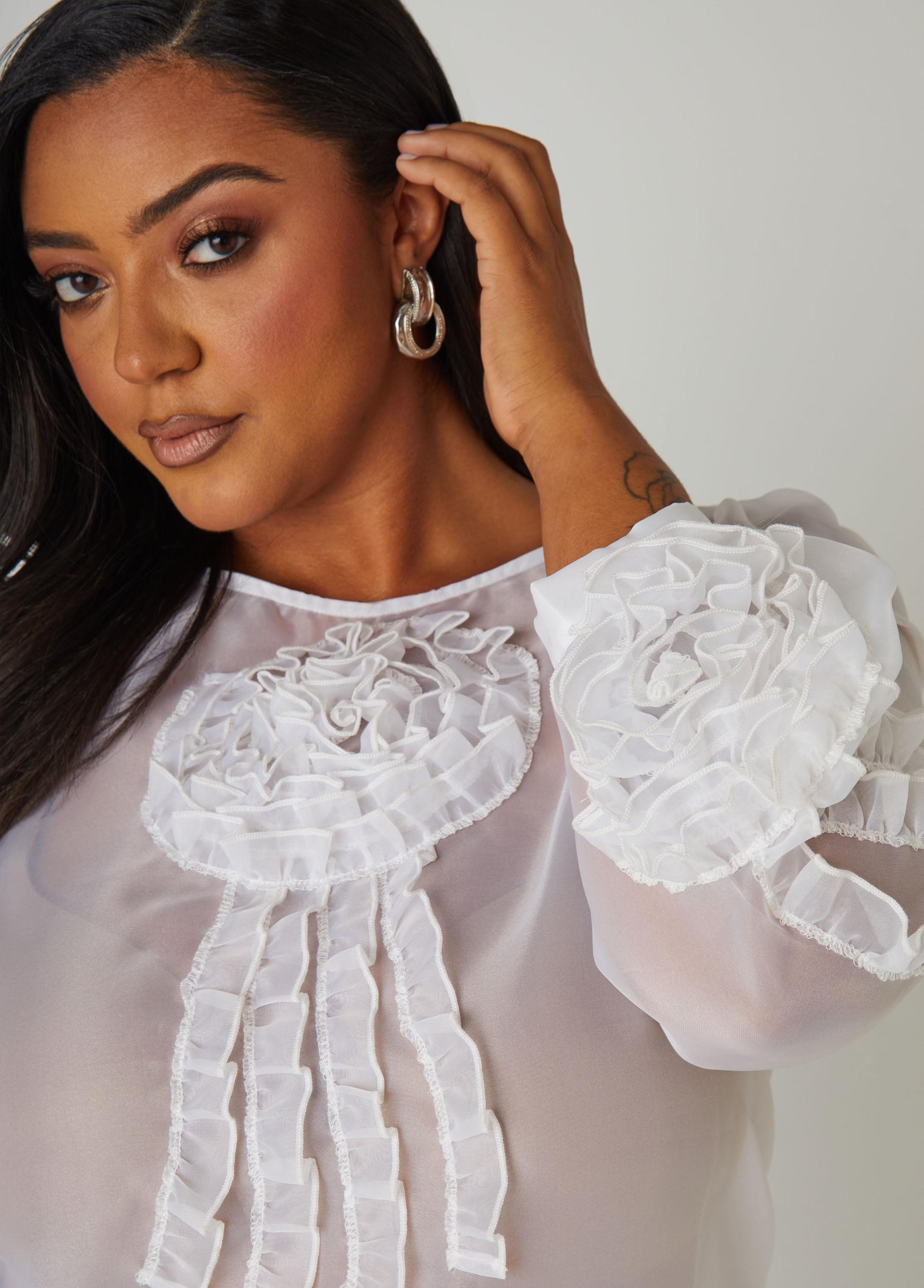 Ruffled Rosette Blouse Product Image