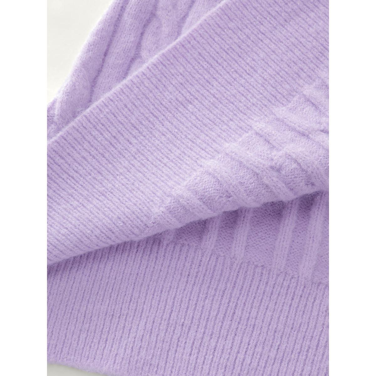 Plus Size Supersoft Twist Textured Floral Buttons Knit Cardigan Lilac Women Leisure Loose Long Sleeve Casual Cardigans BloomChic 18-20/2X Product Image