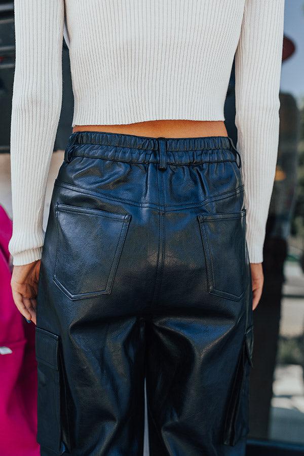 The Jenika High Waist Faux Leather Cargo Pants Product Image