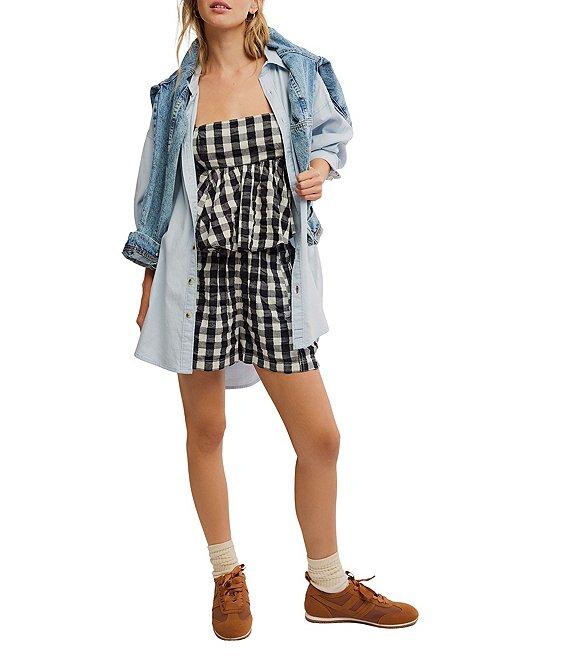 Free People Get Free Seersucker Gingham Coordinating Pull-On Shorts Product Image