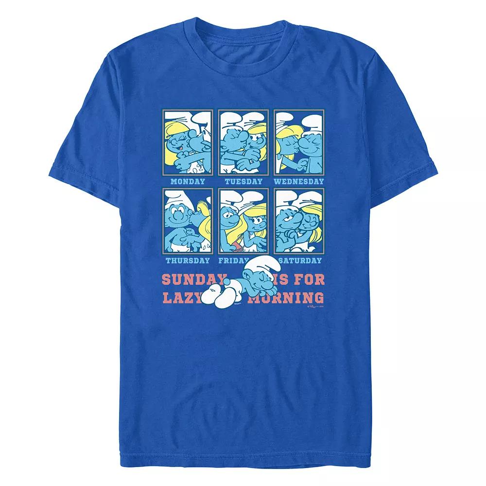 Men's Smurfs Sunday Is For Lazy Morning Graphic Tee,  Product Image