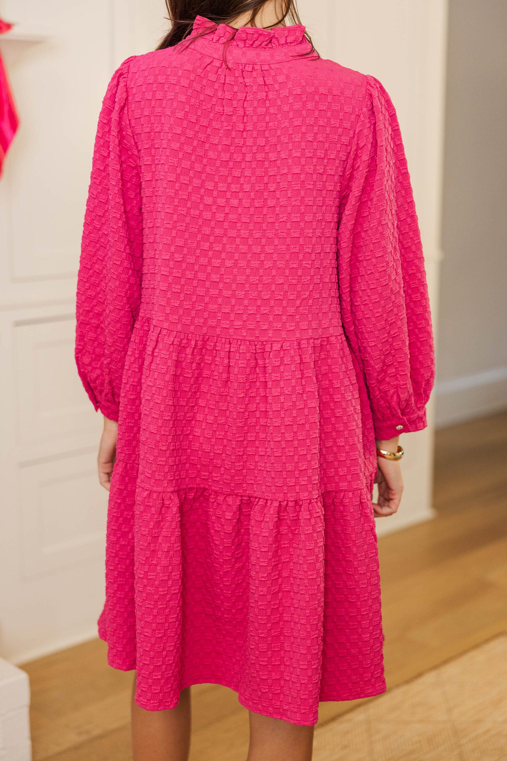 All Up To You Hot Pink Textured Dress Female Product Image