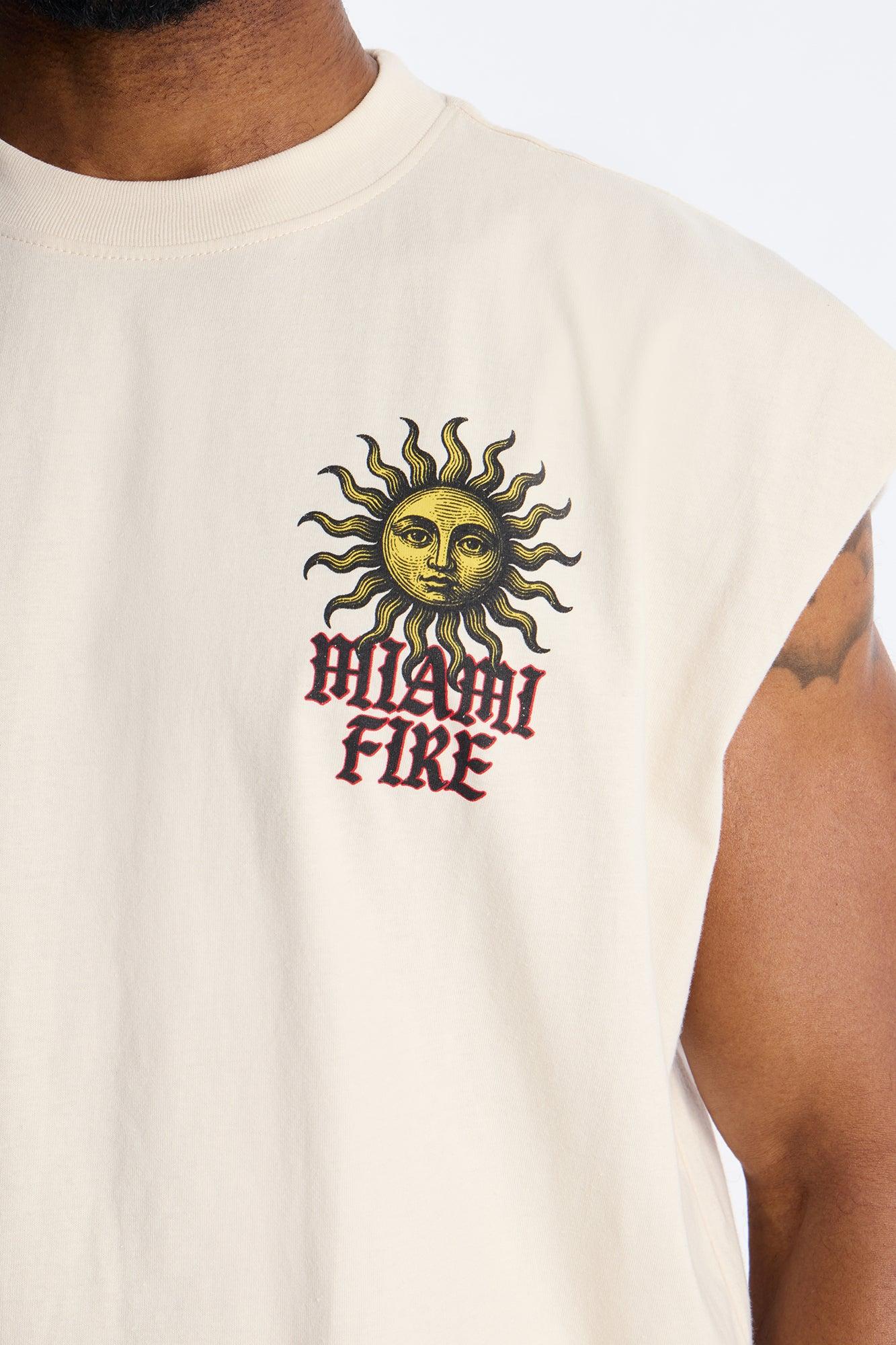 Miami Fire Vintage Muscle Tee - Off White Male Product Image