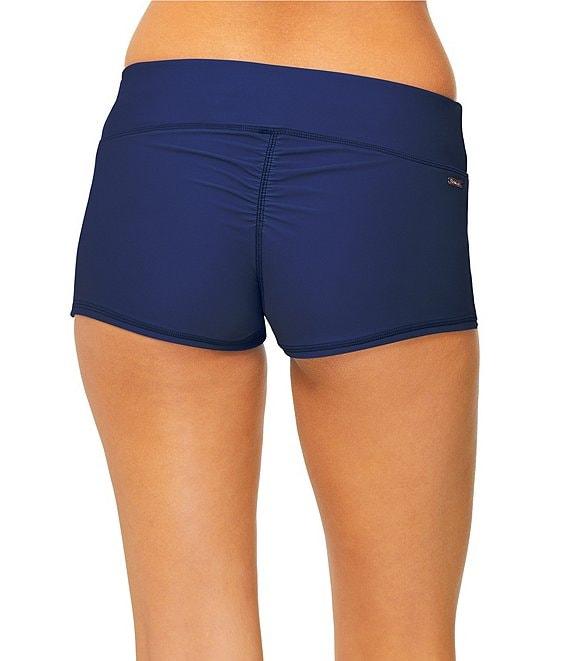 Raisins Solid Back Ruched Surf Short Swim Bottom Product Image
